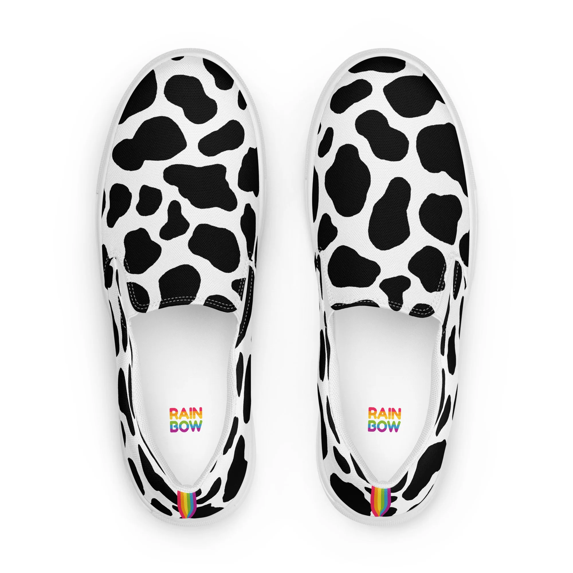 Rainbow Cow Print Slip-on Canvas Shoes (male sizes) - Image 7