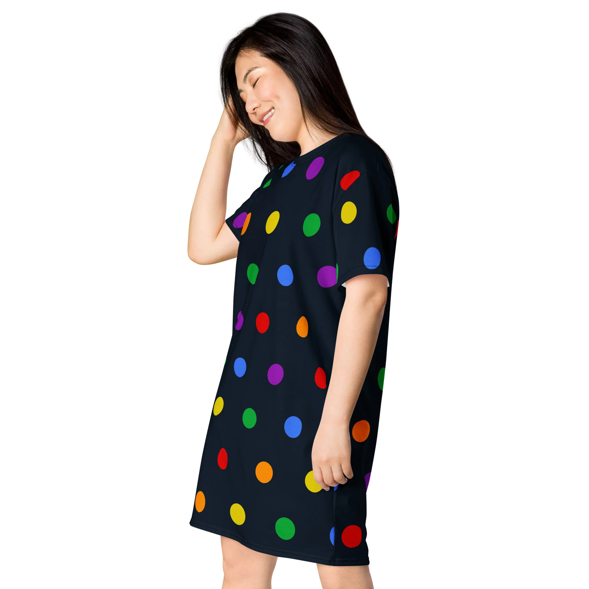 Rainbow Dotty T-shirt Dress - Image 6