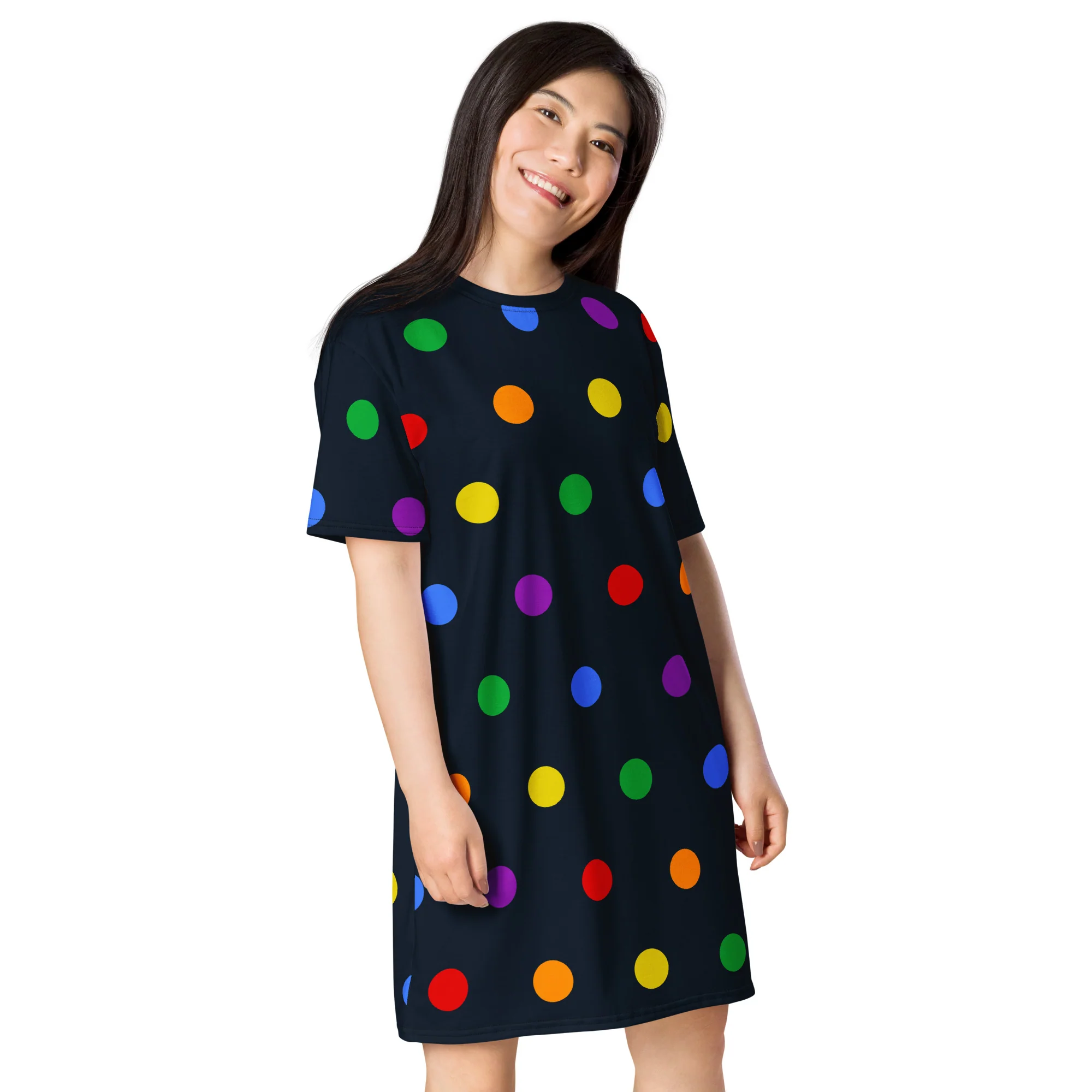 Rainbow Dotty T-shirt Dress - Image 8