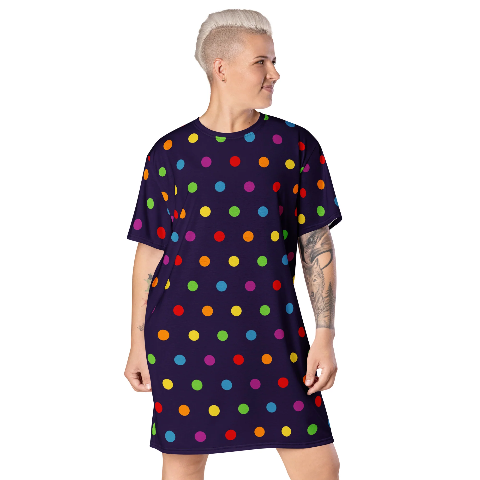 Rainbow Dotty T-shirt Dress - Image 6
