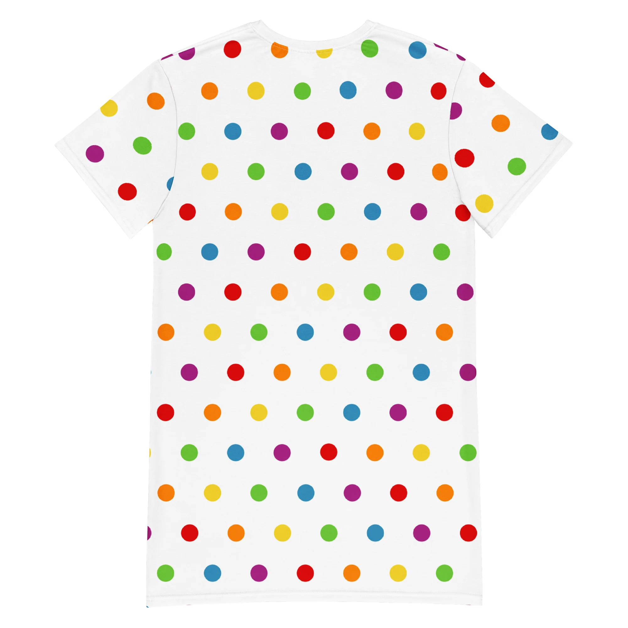 Rainbow Dotty White T-shirt Dress - Image 3