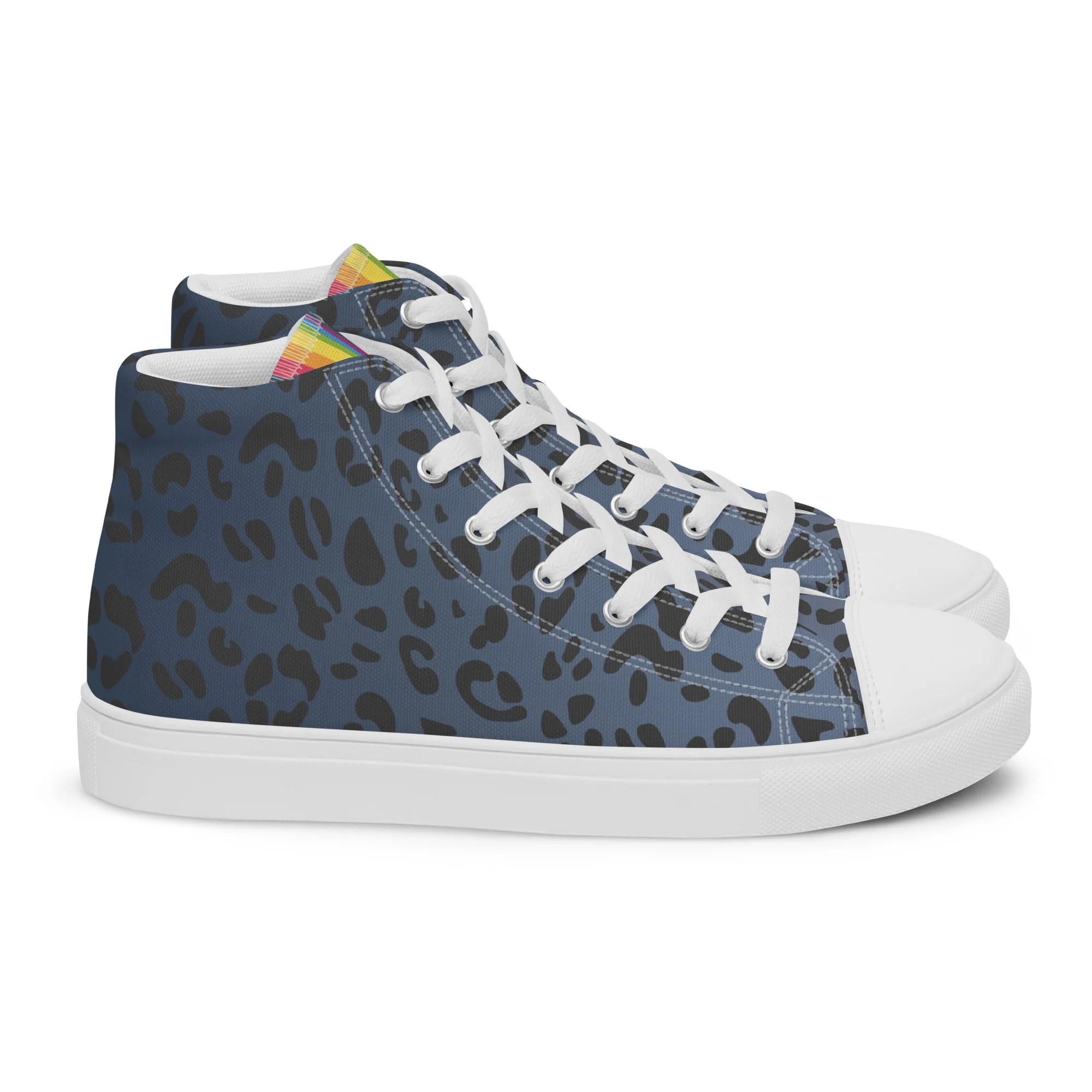 Rainbow Flag Blue Leopard Print High Top Trainers (male sizes) - Image 12
