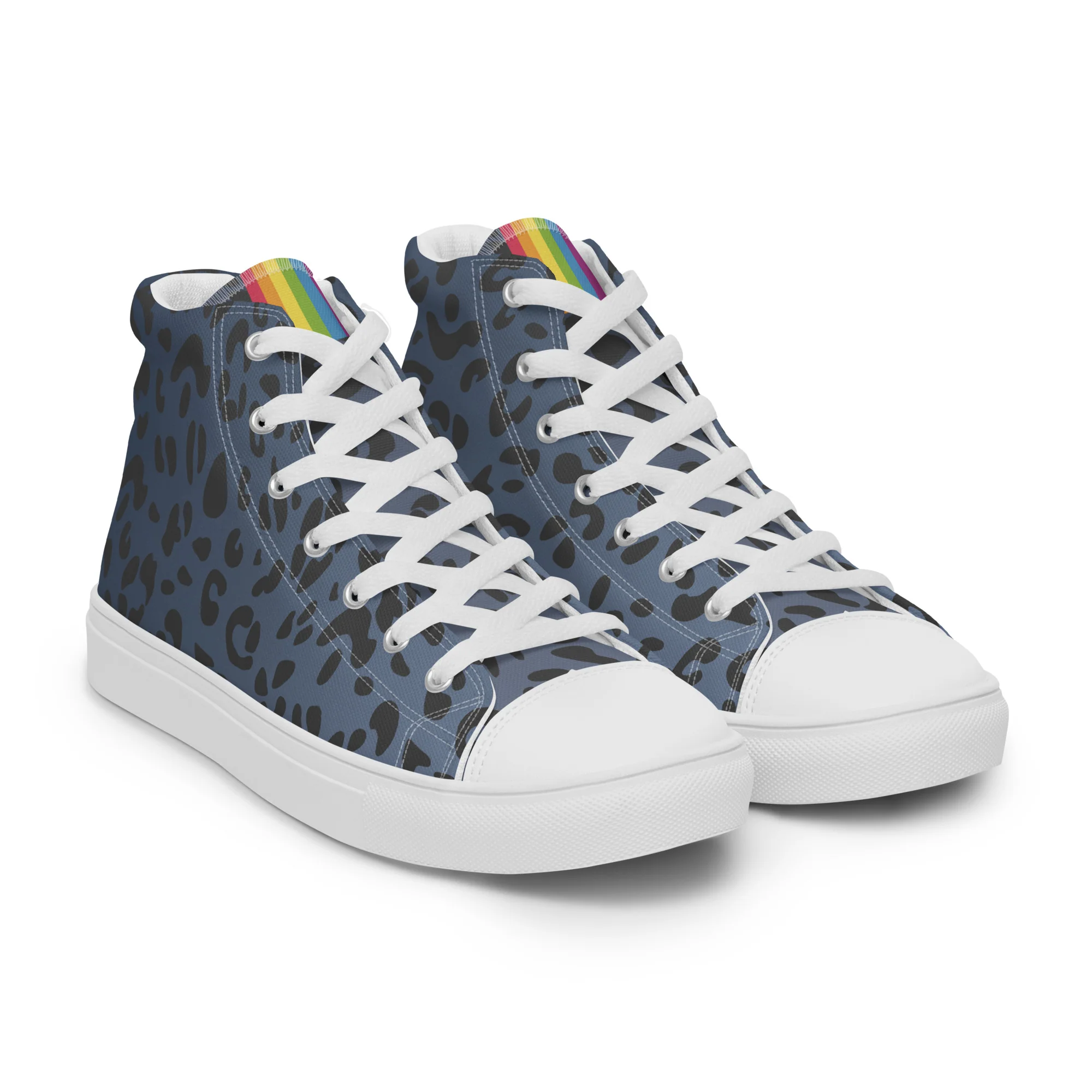 Rainbow Flag Blue Leopard Print High Top Trainers (male sizes) - Image 14