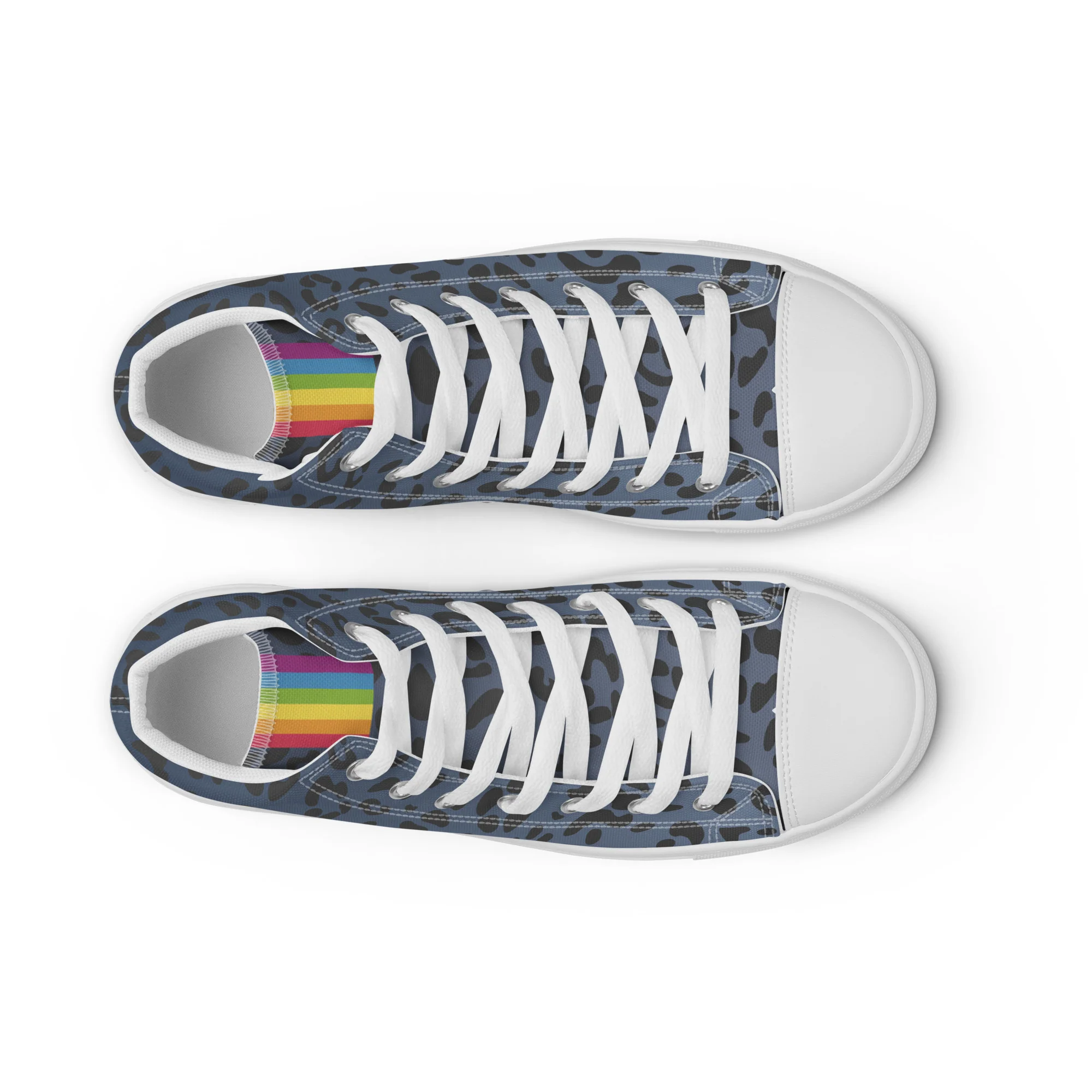 Rainbow Flag Blue Leopard Print High Top Trainers (male sizes) - Image 16