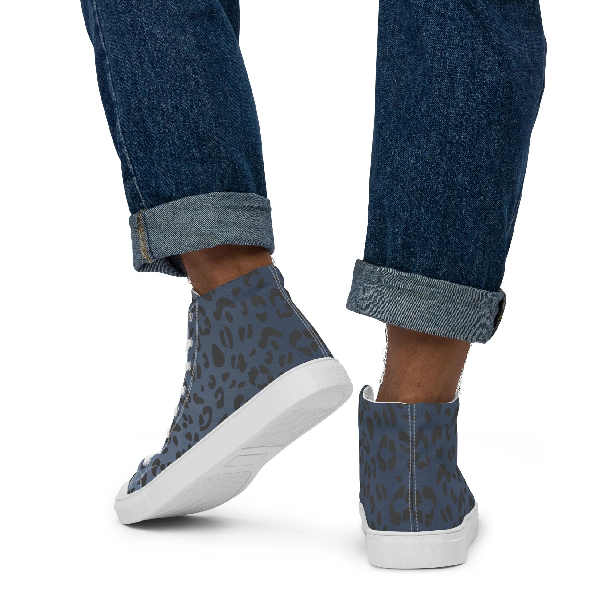 Rainbow Flag Blue Leopard Print High Top Trainers (male sizes) - Image 6
