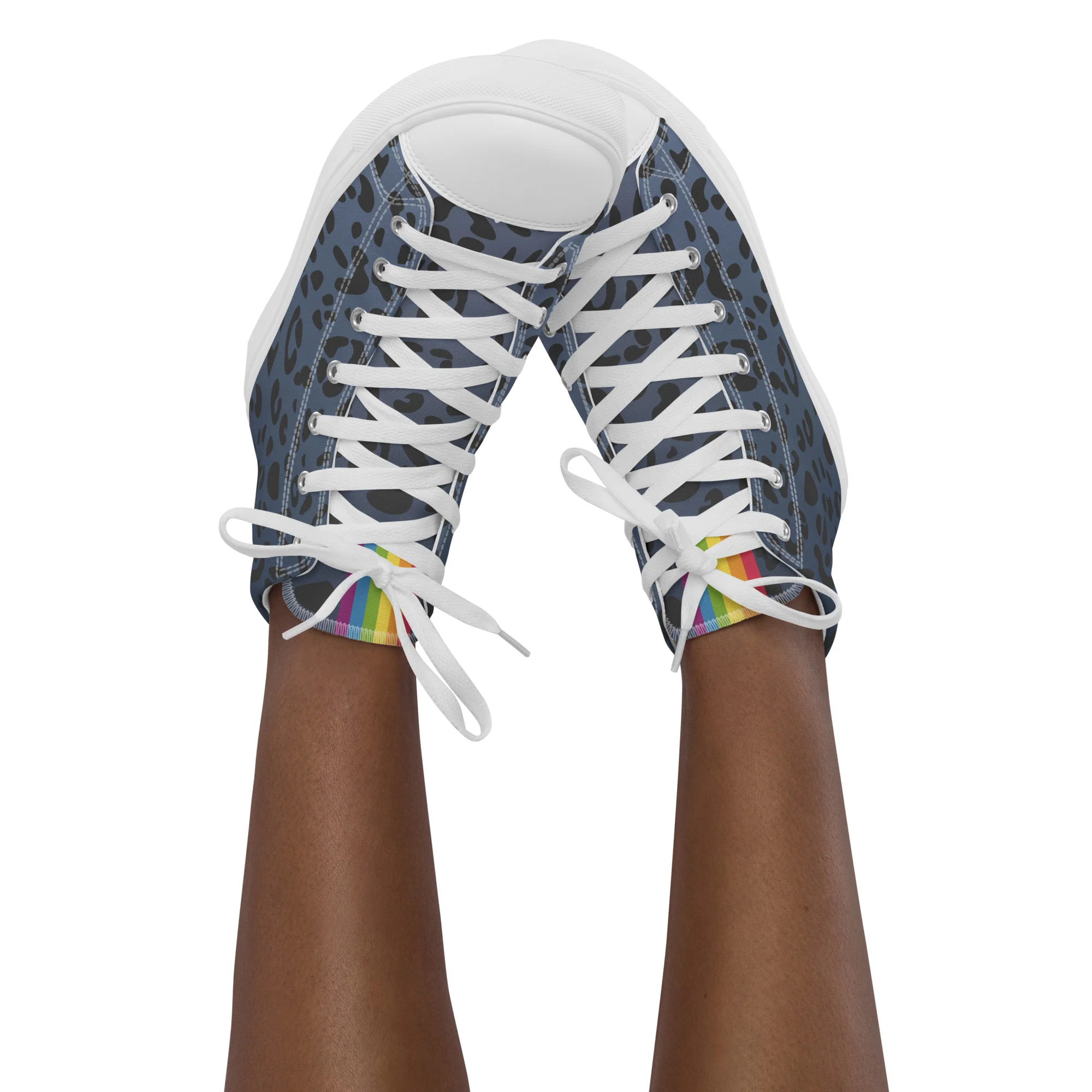 Rainbow Flag Blue Leopard Print High Top Trainers (female sizes) - Image 5