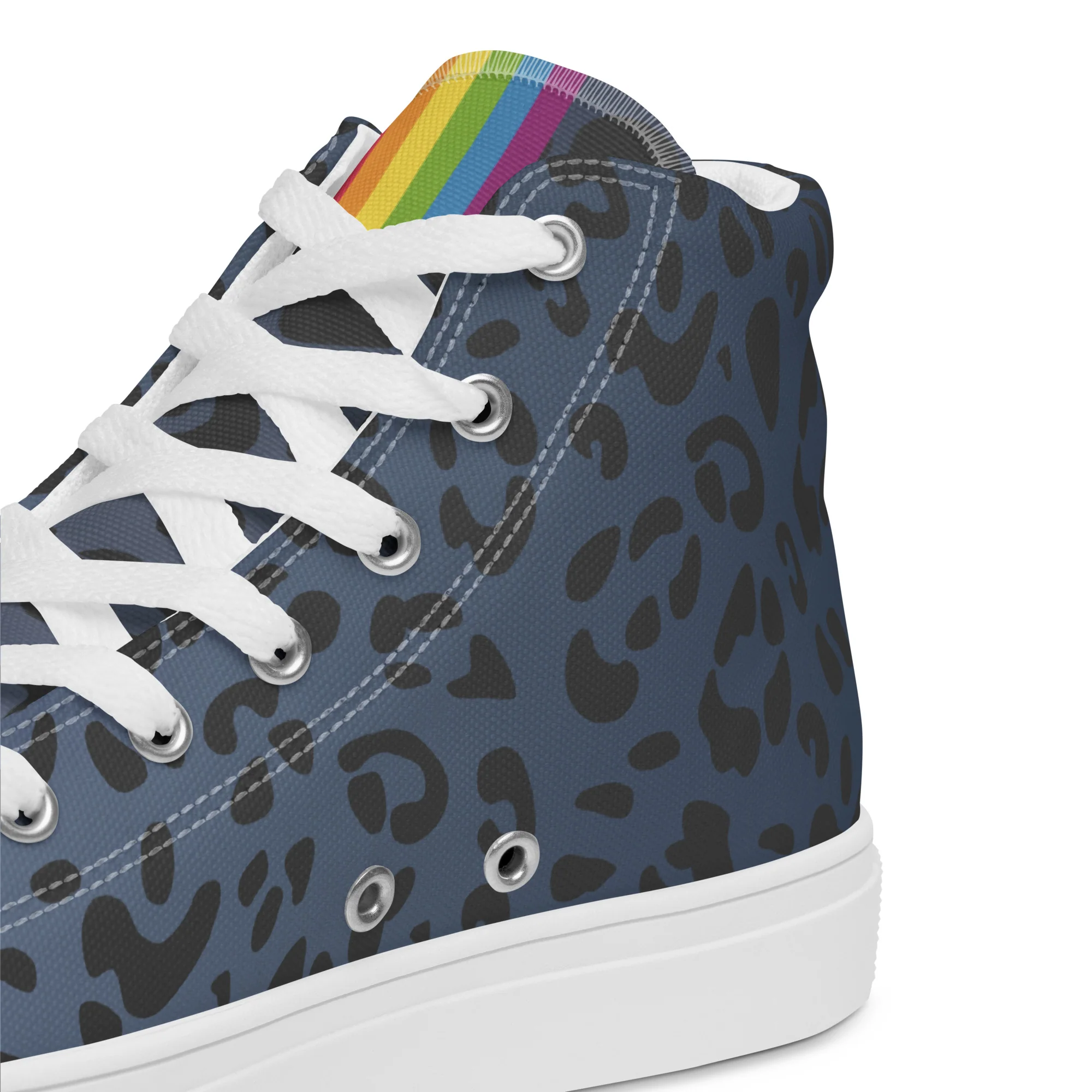 Rainbow Flag Blue Leopard Print High Top Trainers (female sizes) - Image 9
