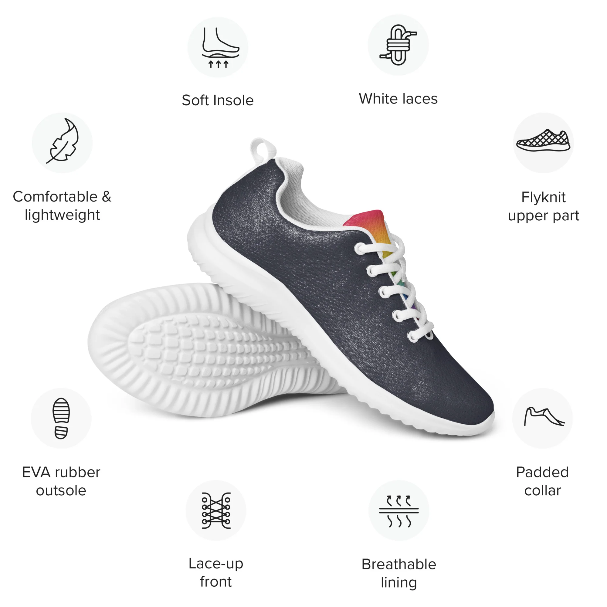 Rainbow Gradient Dark Blue Trainers (female sizes) - Image 8