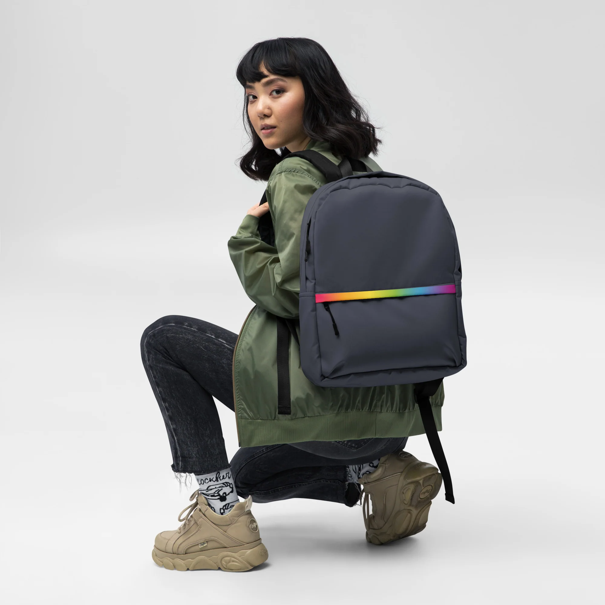 Rainbow Gradient Stripe Backpack - Image 2