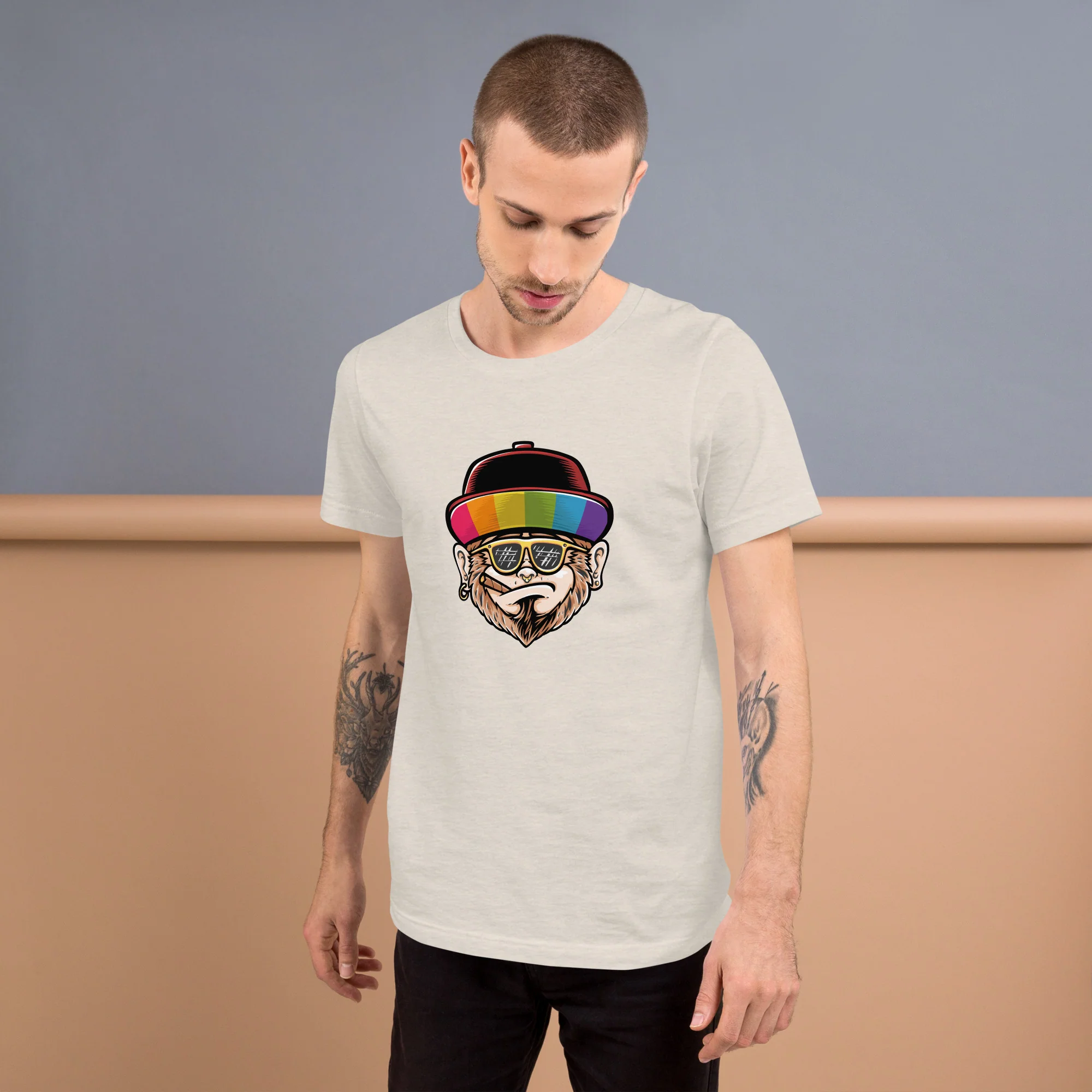 Rainbow Hat Monkey T-Shirt - Image 2