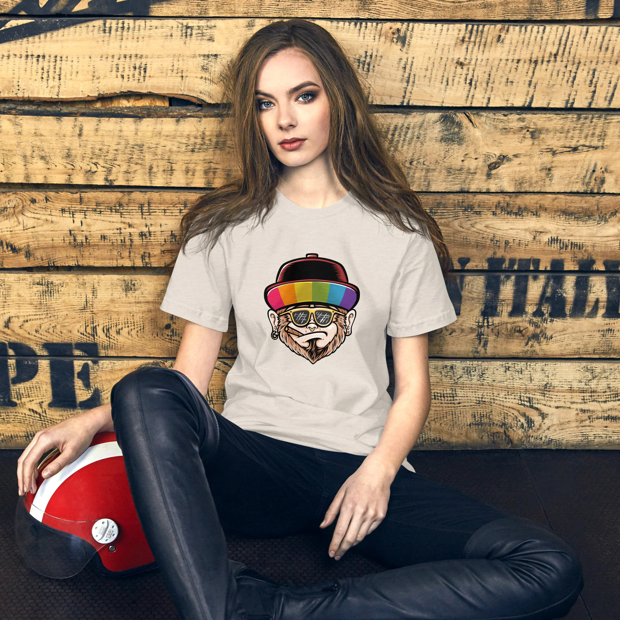 Rainbow Hat Monkey T-Shirt - Image 3