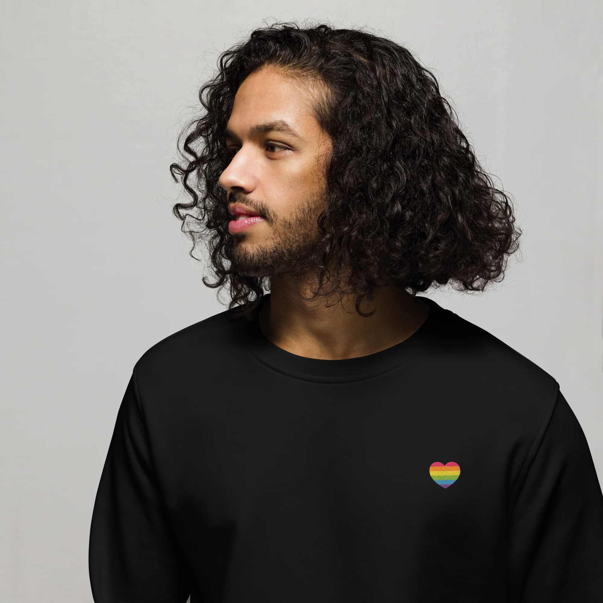 Rainbow Heart Embroidered Organic Sweatshirt - Image 3