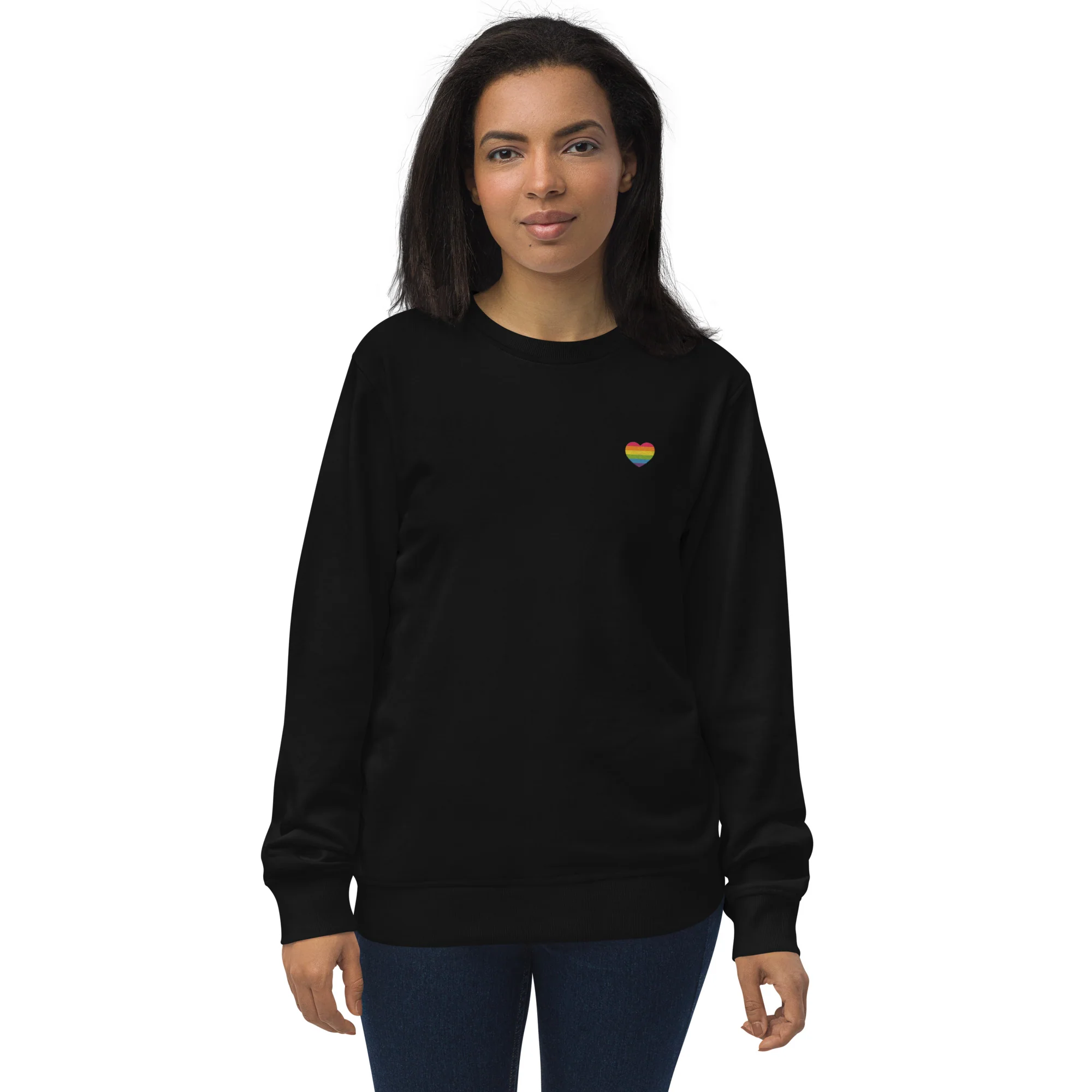 Rainbow Heart Embroidered Organic Sweatshirt - Image 4