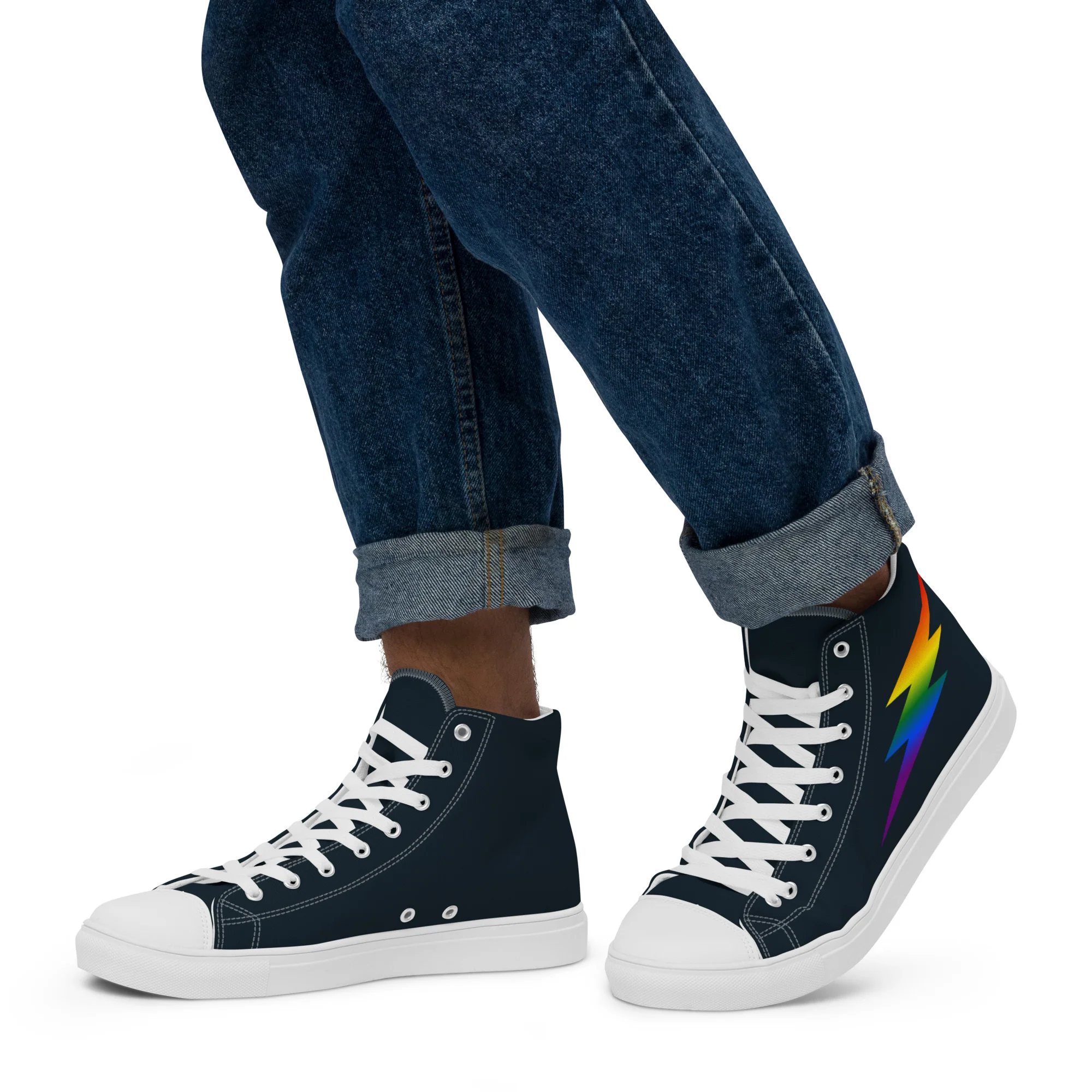 Rainbow Lightning Blue High Top Trainers (male sizes) - Image 3