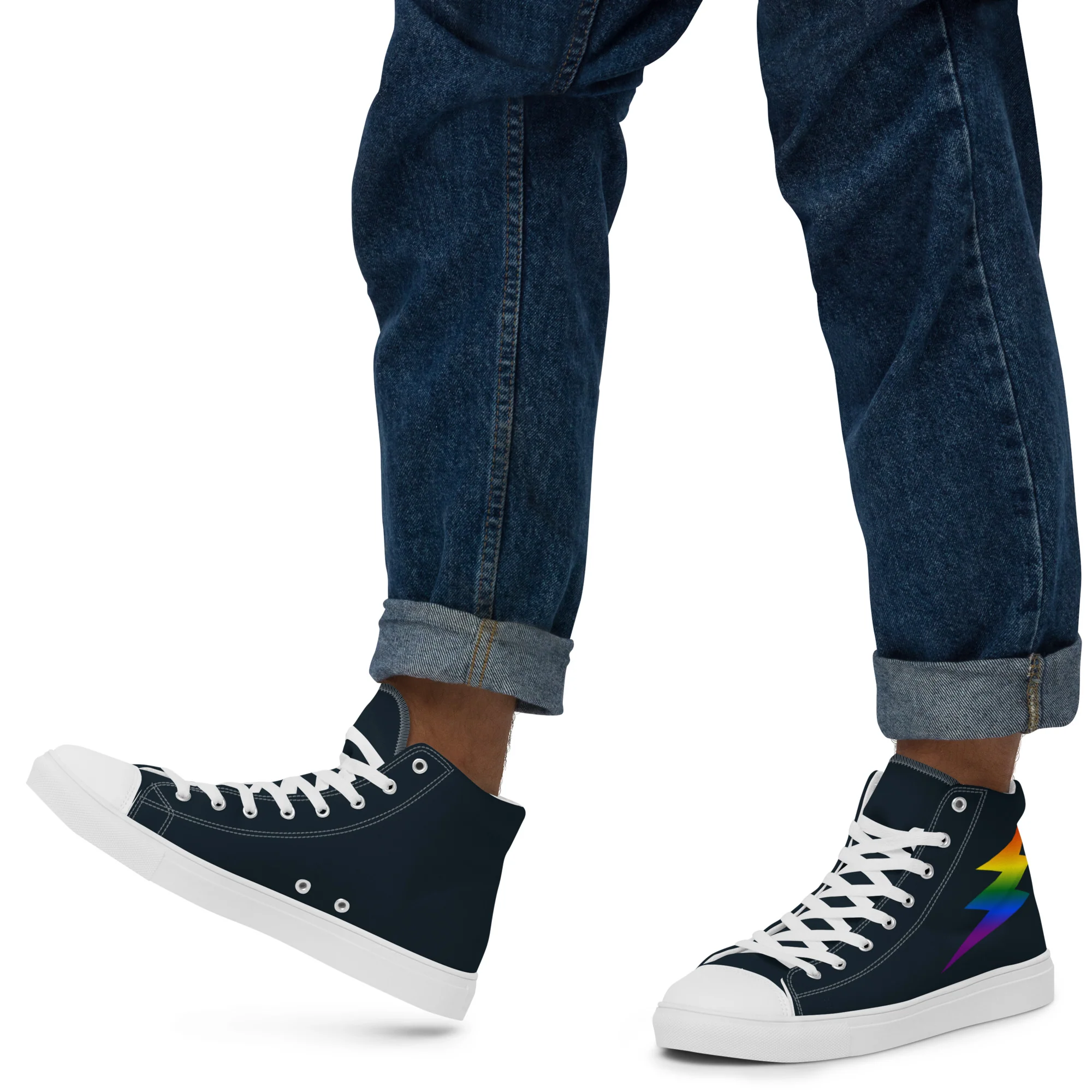Rainbow Lightning Blue High Top Trainers (male sizes) - Image 4