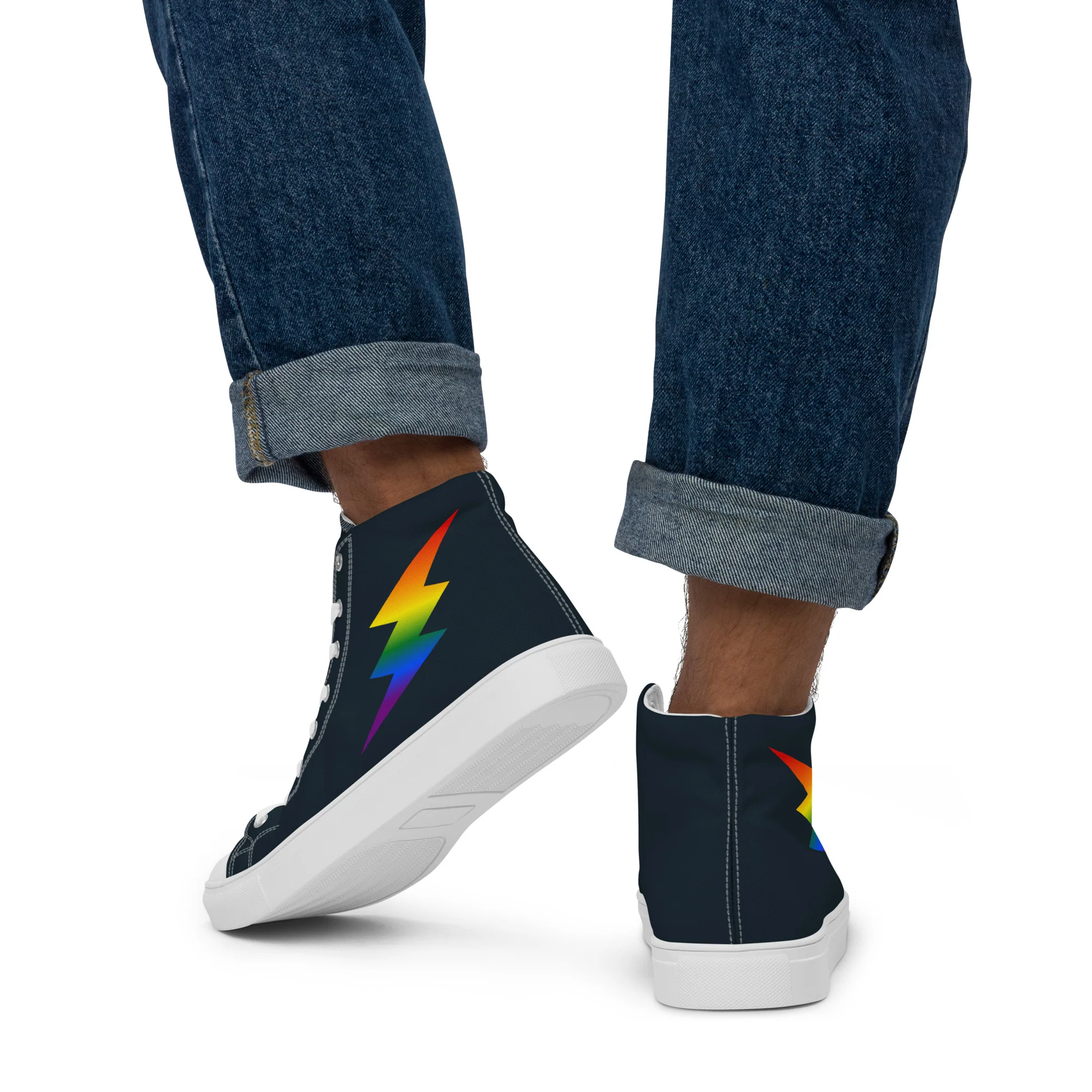 Rainbow Lightning Blue High Top Trainers (male sizes) - Image 5
