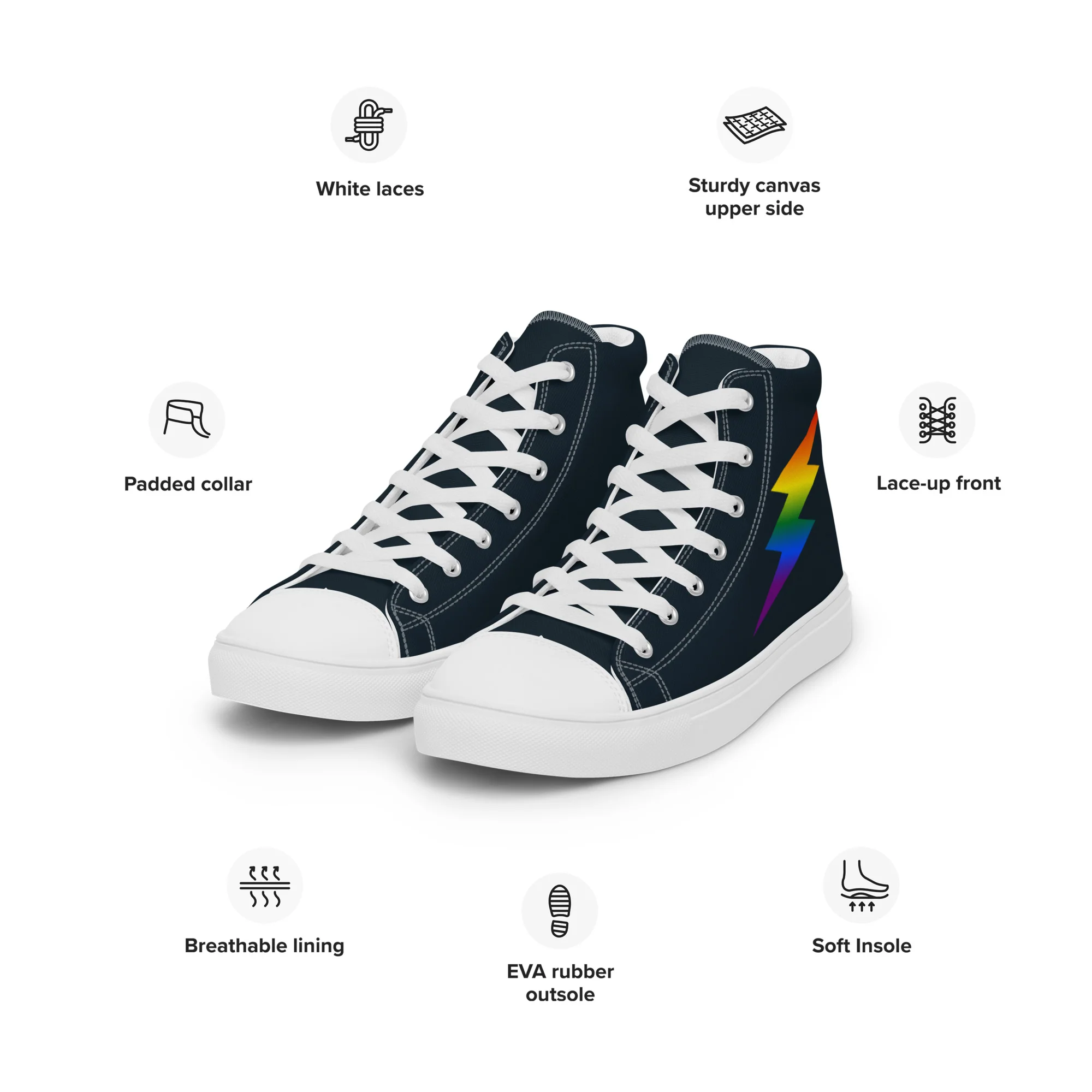 Rainbow Lightning Blue High Top Trainers (male sizes) - Image 6