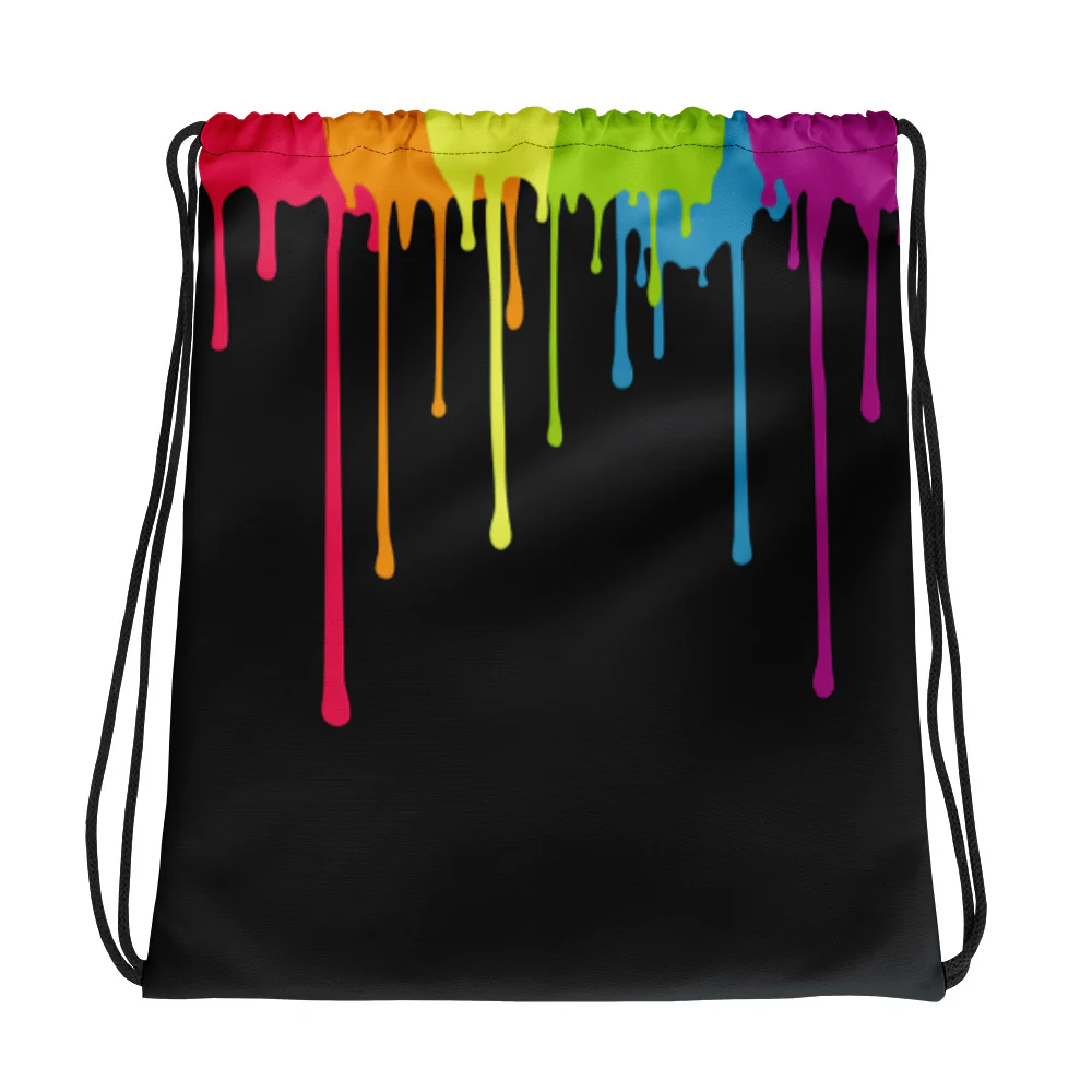 Rainbow Paint Drips Drawstring bag - Image 3