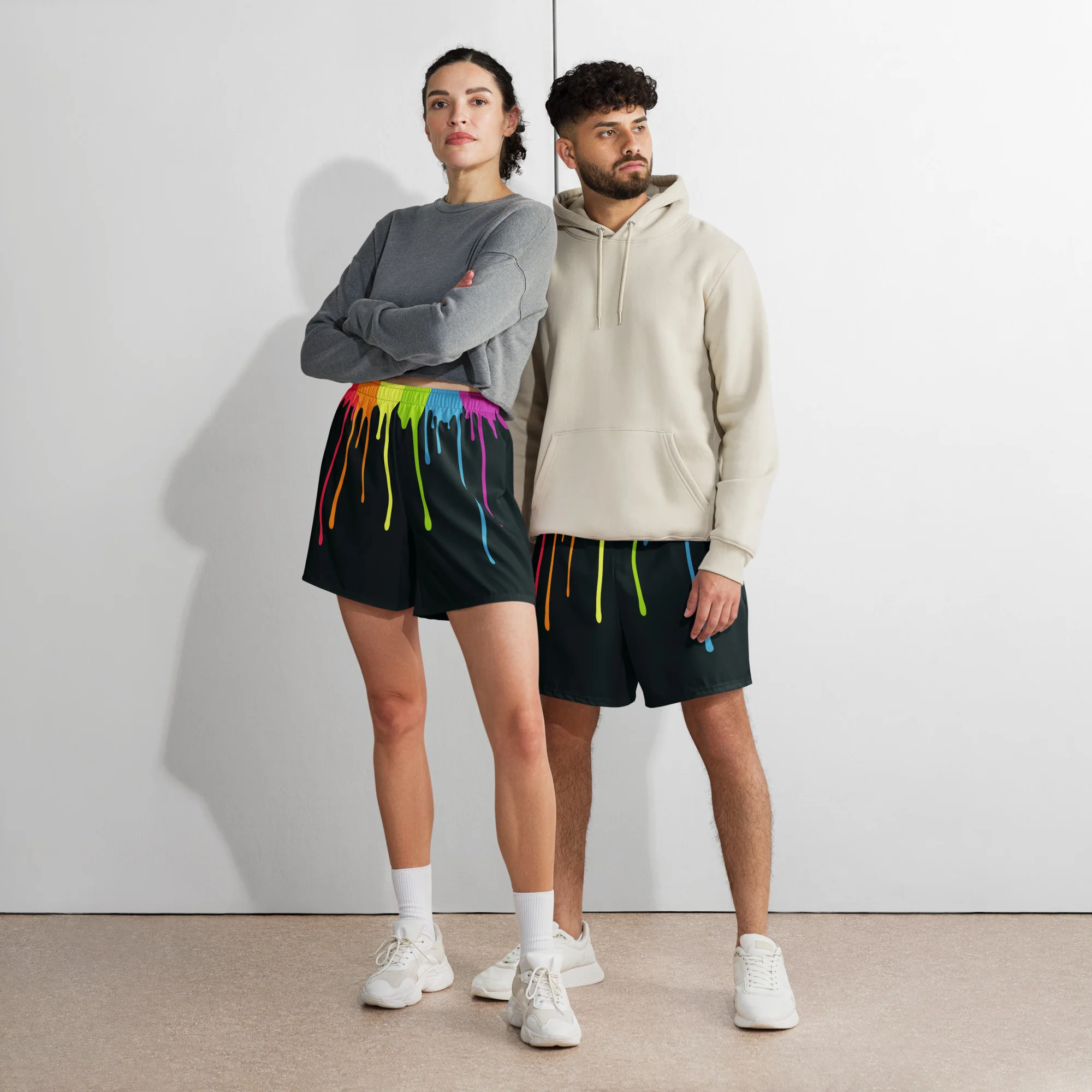 Rainbow Paint Drips Shorts - Image 7