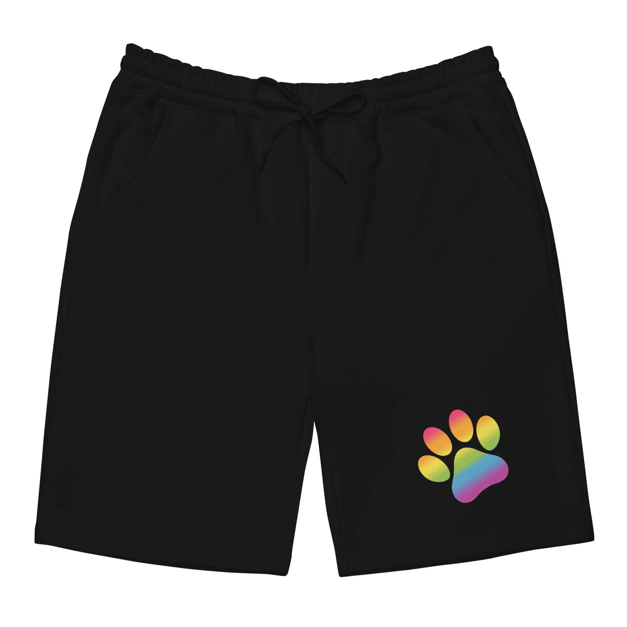 Rainbow Paw Print Fleece Shorts