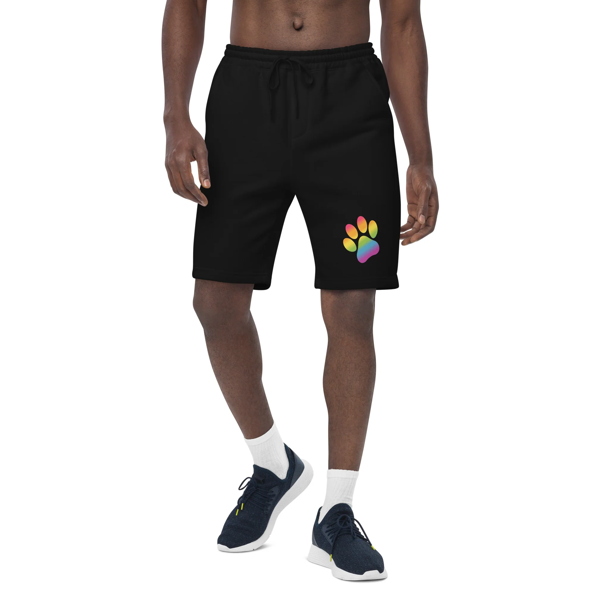 Rainbow Paw Print Fleece Shorts - Image 2