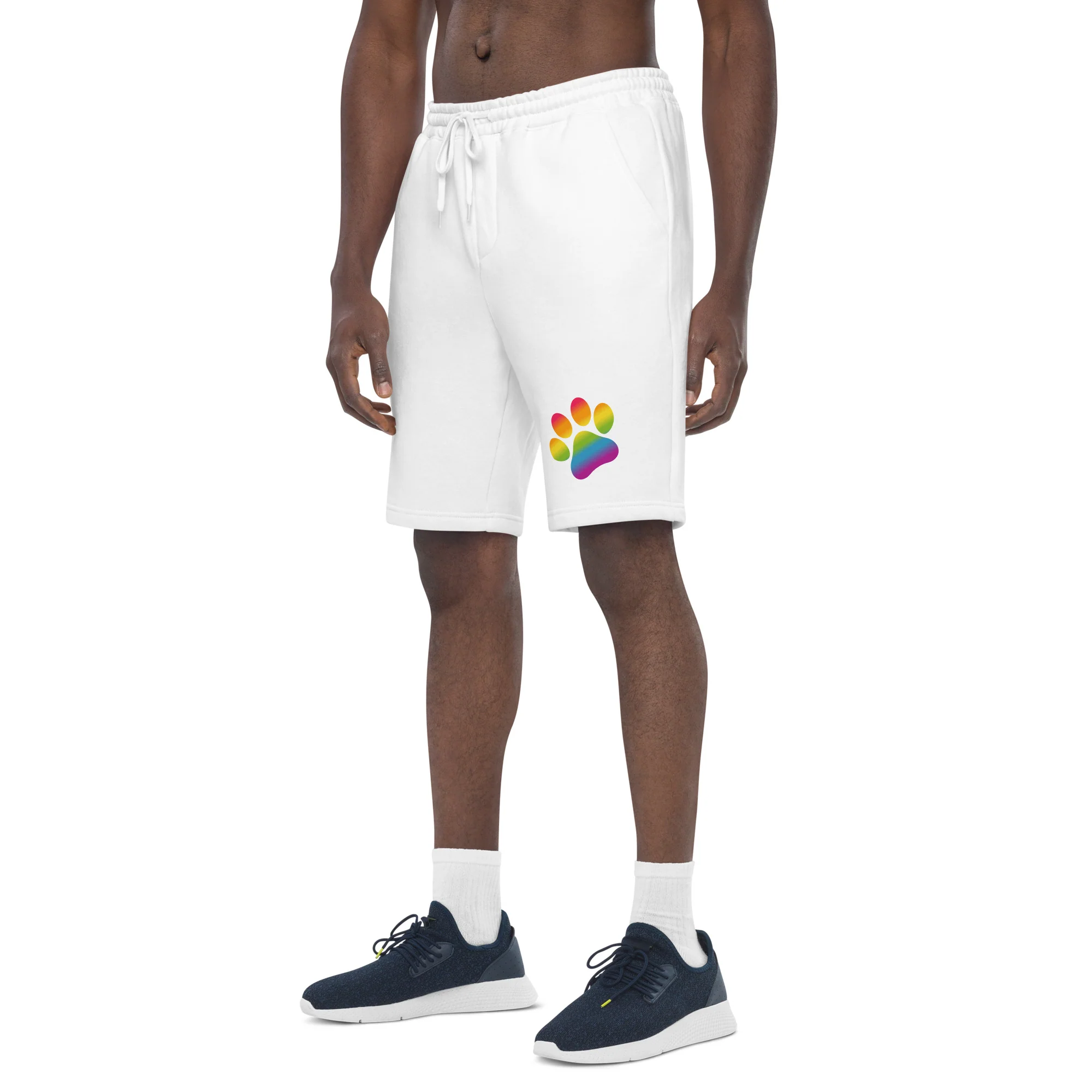 Rainbow Paw Print Fleece Shorts - Image 6