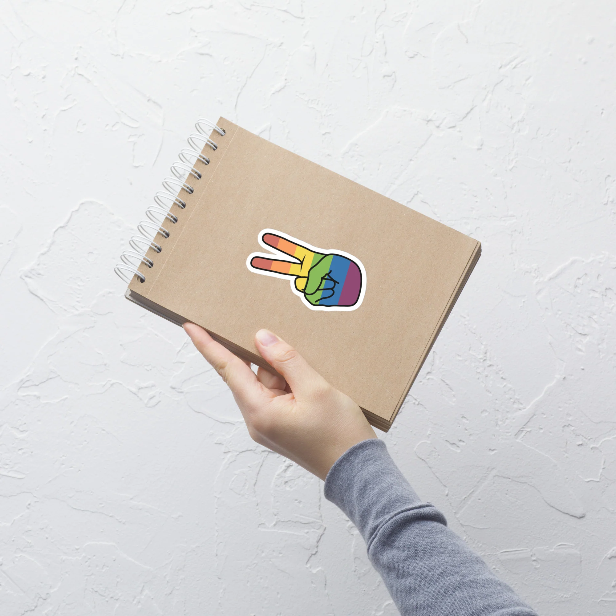 Vintage Rainbow Peace Hand Sign Sticker - Image 2