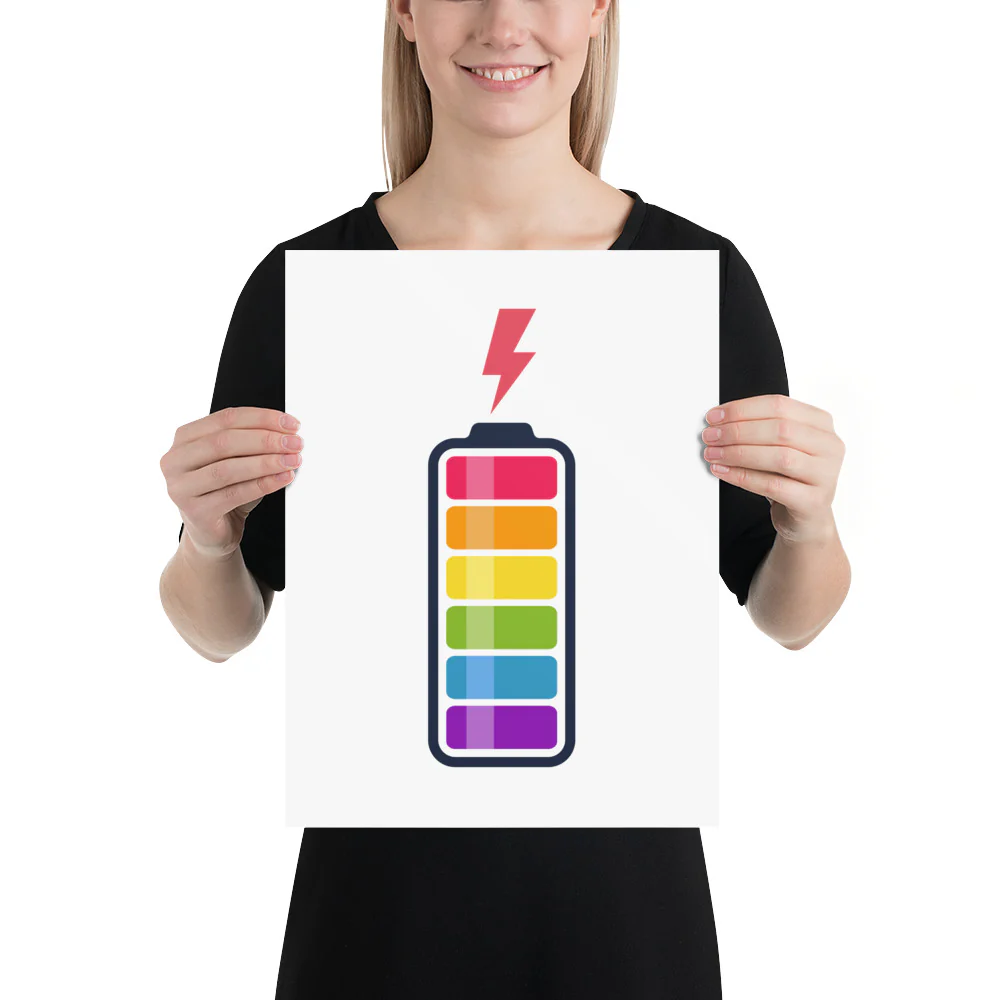 Rainbow Pride Battery Fully Charged Art Print - Image 3