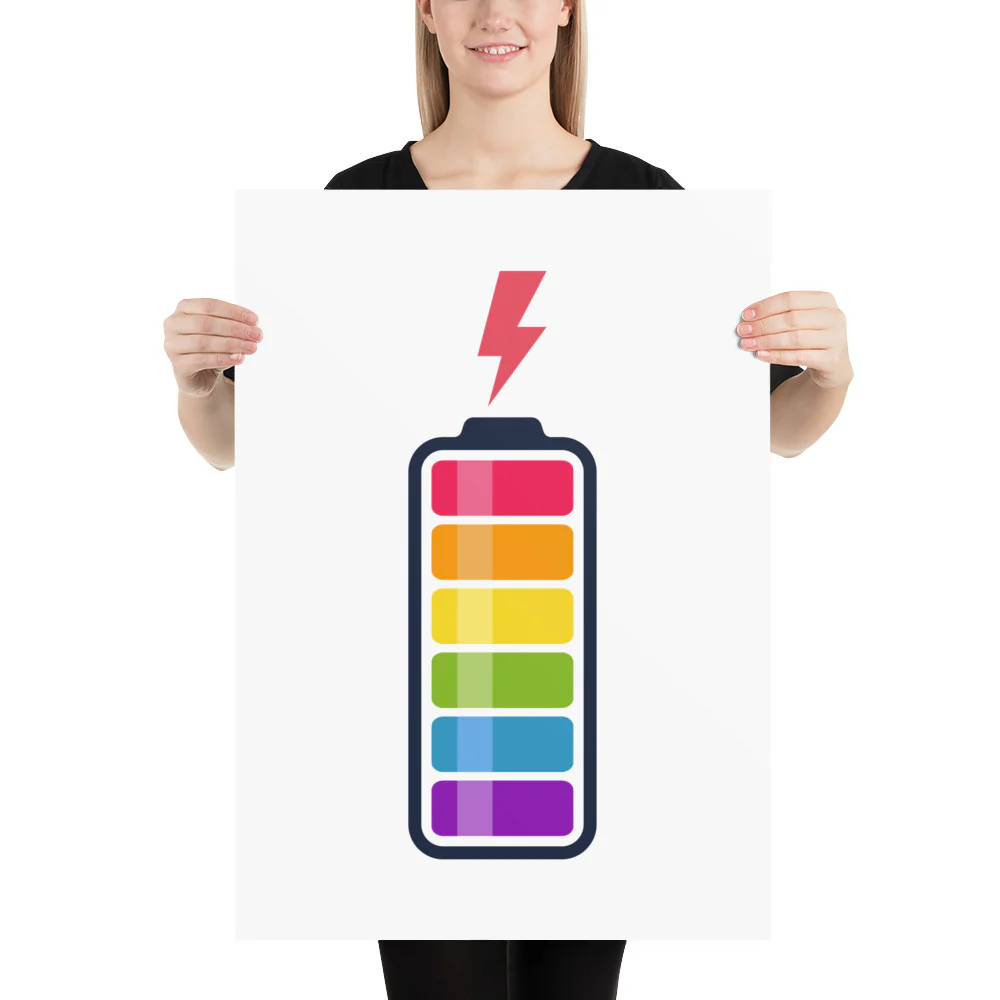 Rainbow Pride Battery Fully Charged Art Print - Image 4