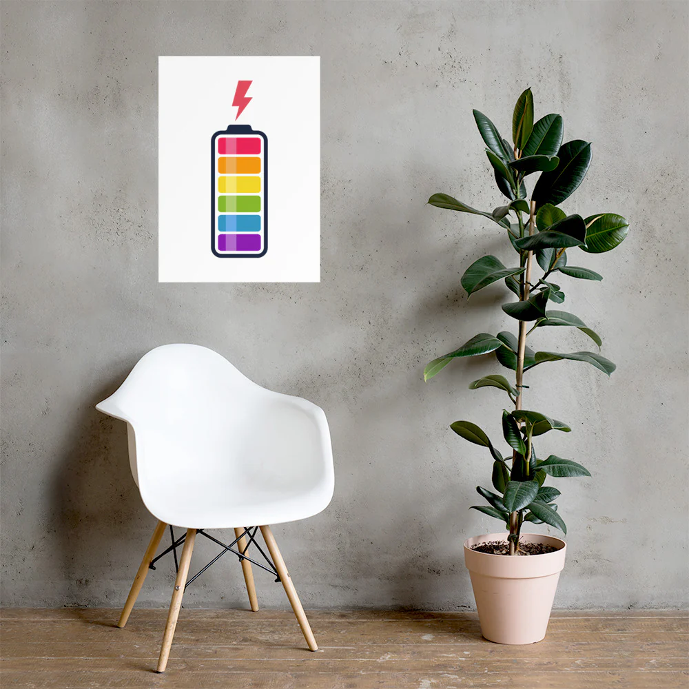 Rainbow Pride Battery Fully Charged Art Print - Image 5