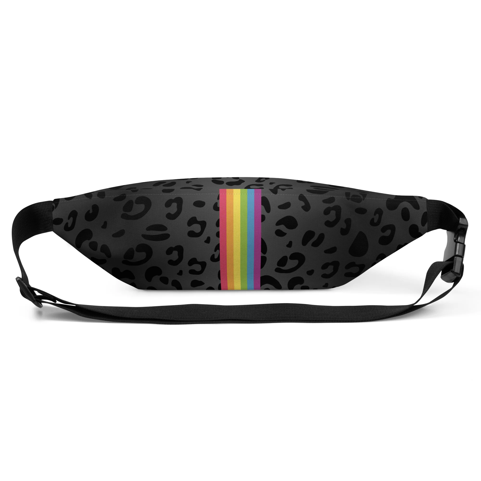Black Leopard Print Fanny Pack/Bum Bag with Rainbow Flag - Image 2