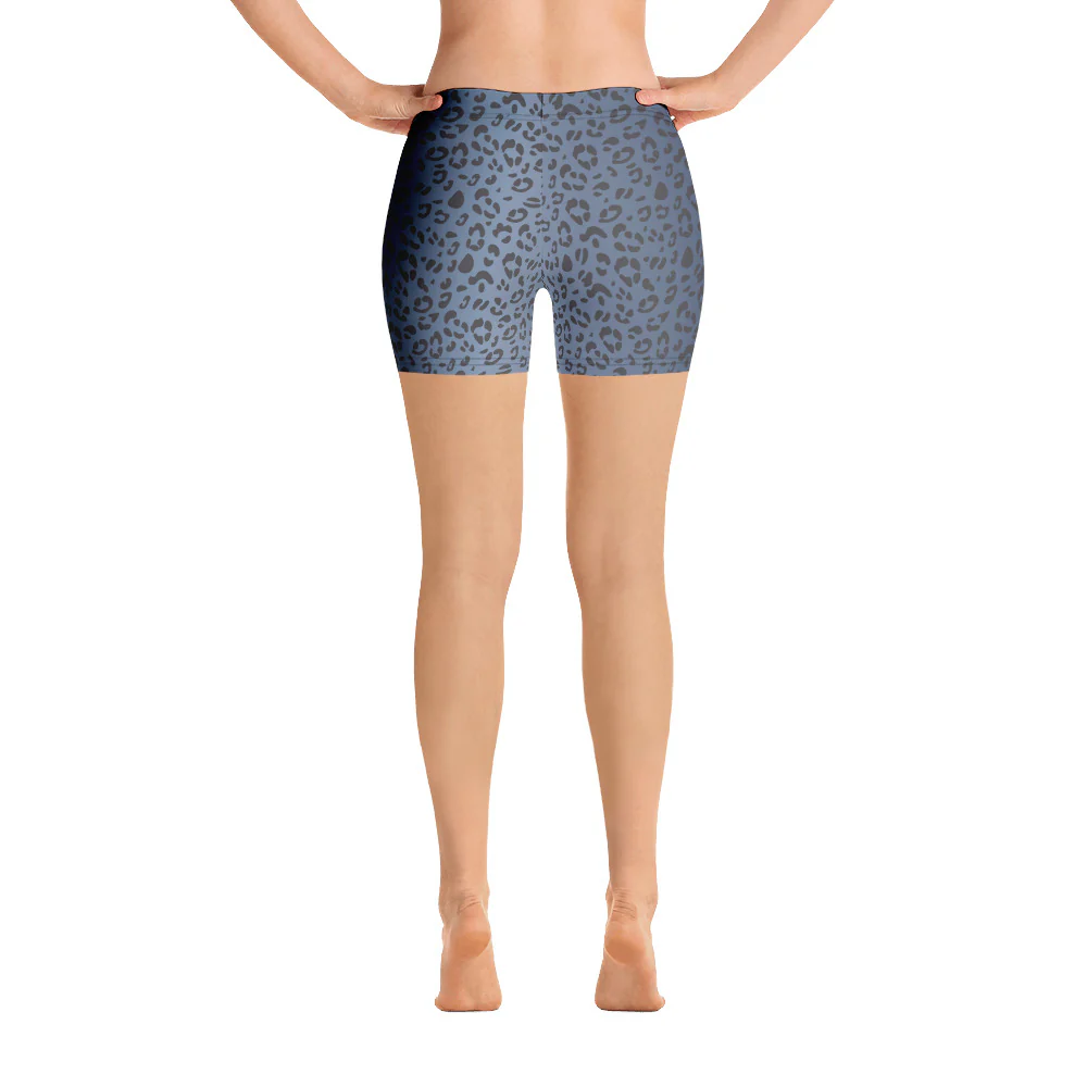 Rainbow Pride Flag Blue Leopard Print Legging Shorts - Image 5