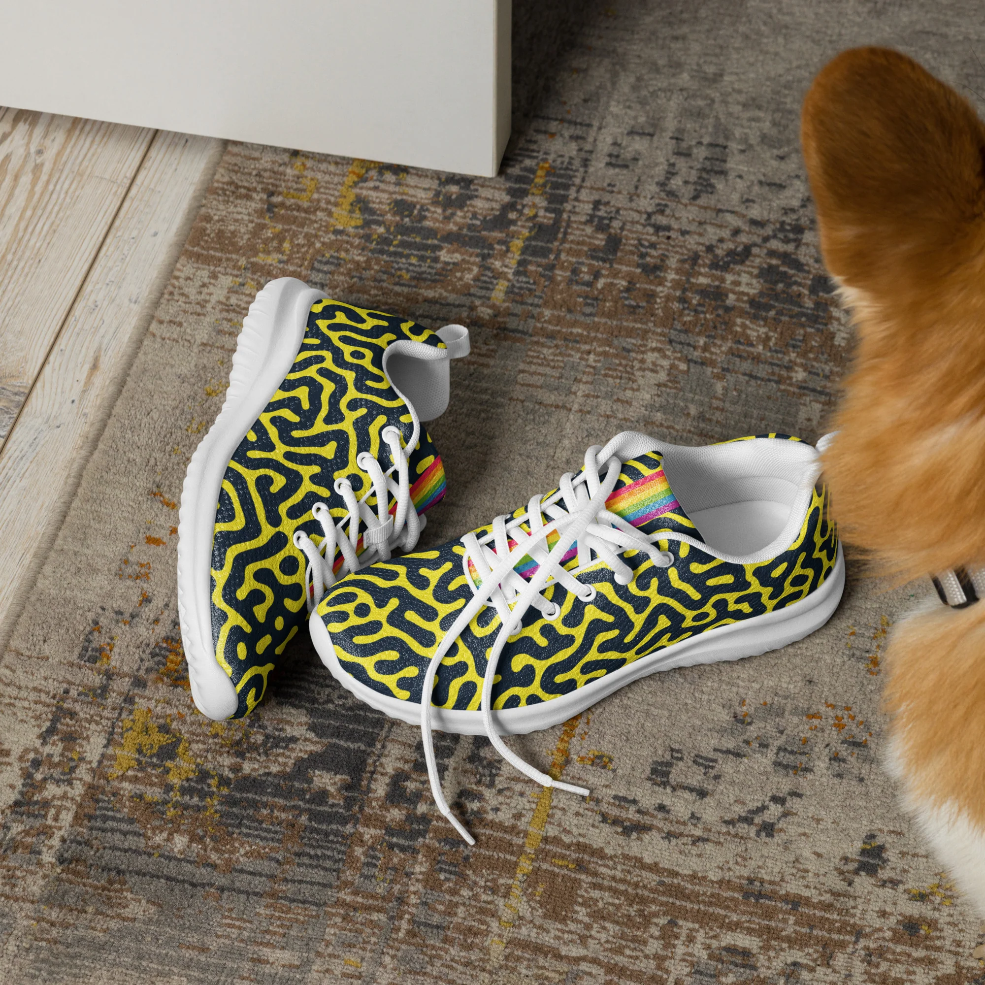 Rainbow Pride Flag Blue on Yellow Turing Pattern Trainers (female sizes) - Image 7