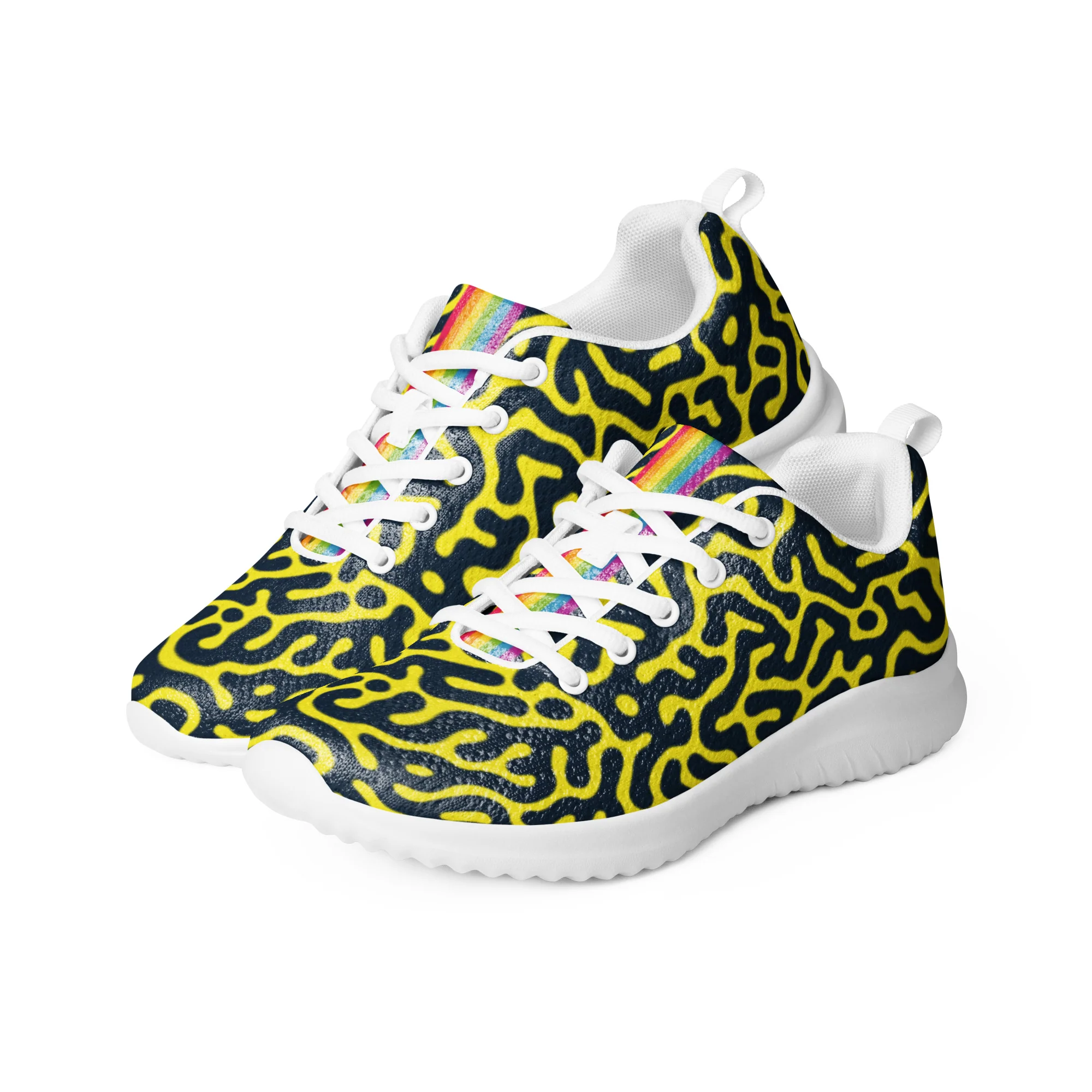 Rainbow Pride Flag Blue on Yellow Turing Pattern Trainers (male sizes)