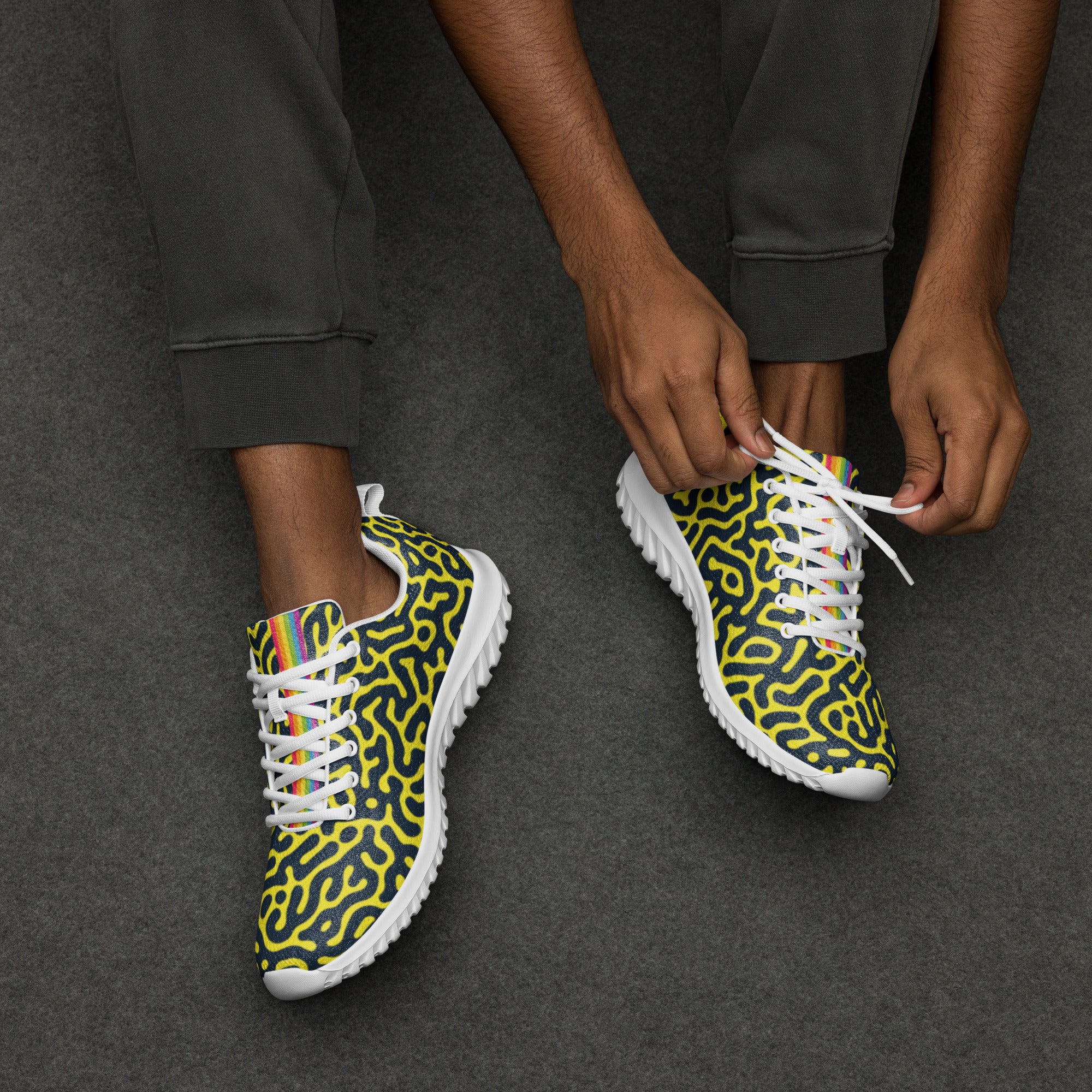Rainbow Pride Flag Blue on Yellow Turing Pattern Trainers (male sizes) - Image 8