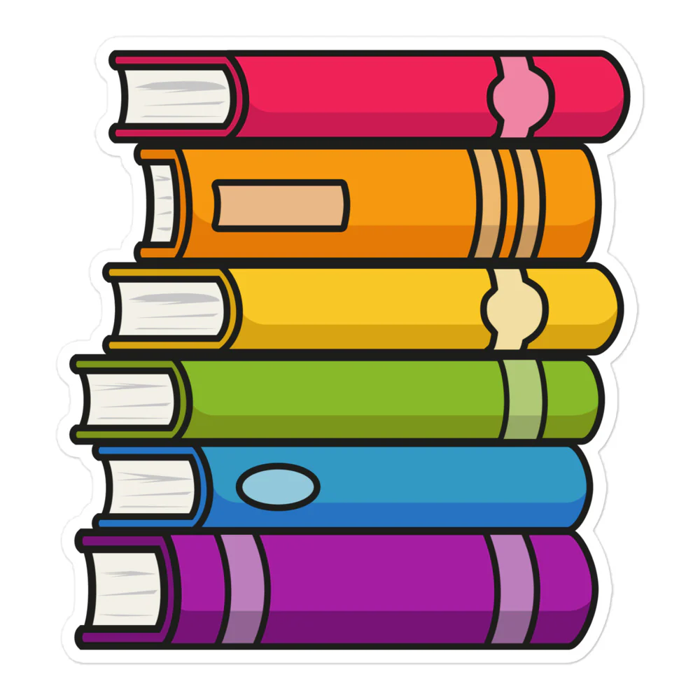 Rainbow Pride Flag Book Stack Sticker