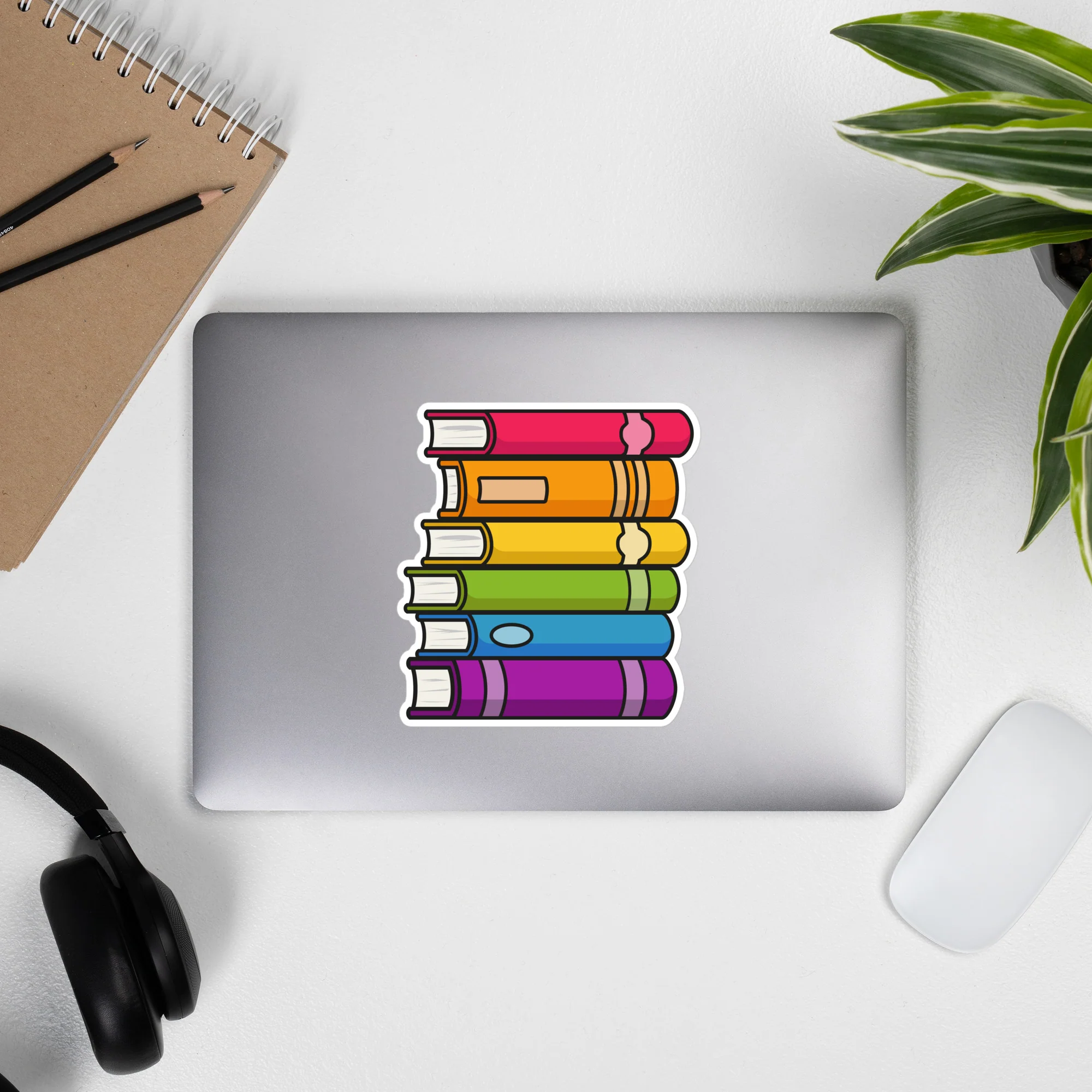 Rainbow Pride Flag Book Stack Sticker - Image 4