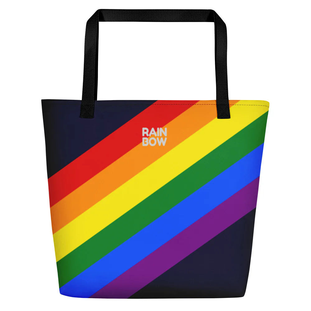 Rainbow Pride Flag Diagonal Stripes Large Tote/Beach Bag