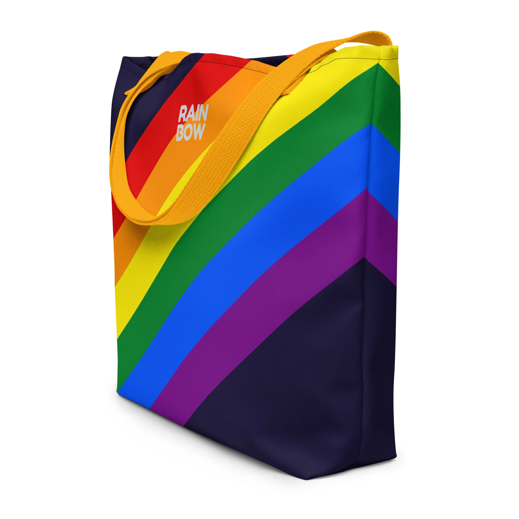 Rainbow Pride Flag Diagonal Stripes Large Tote/Beach Bag - Image 2