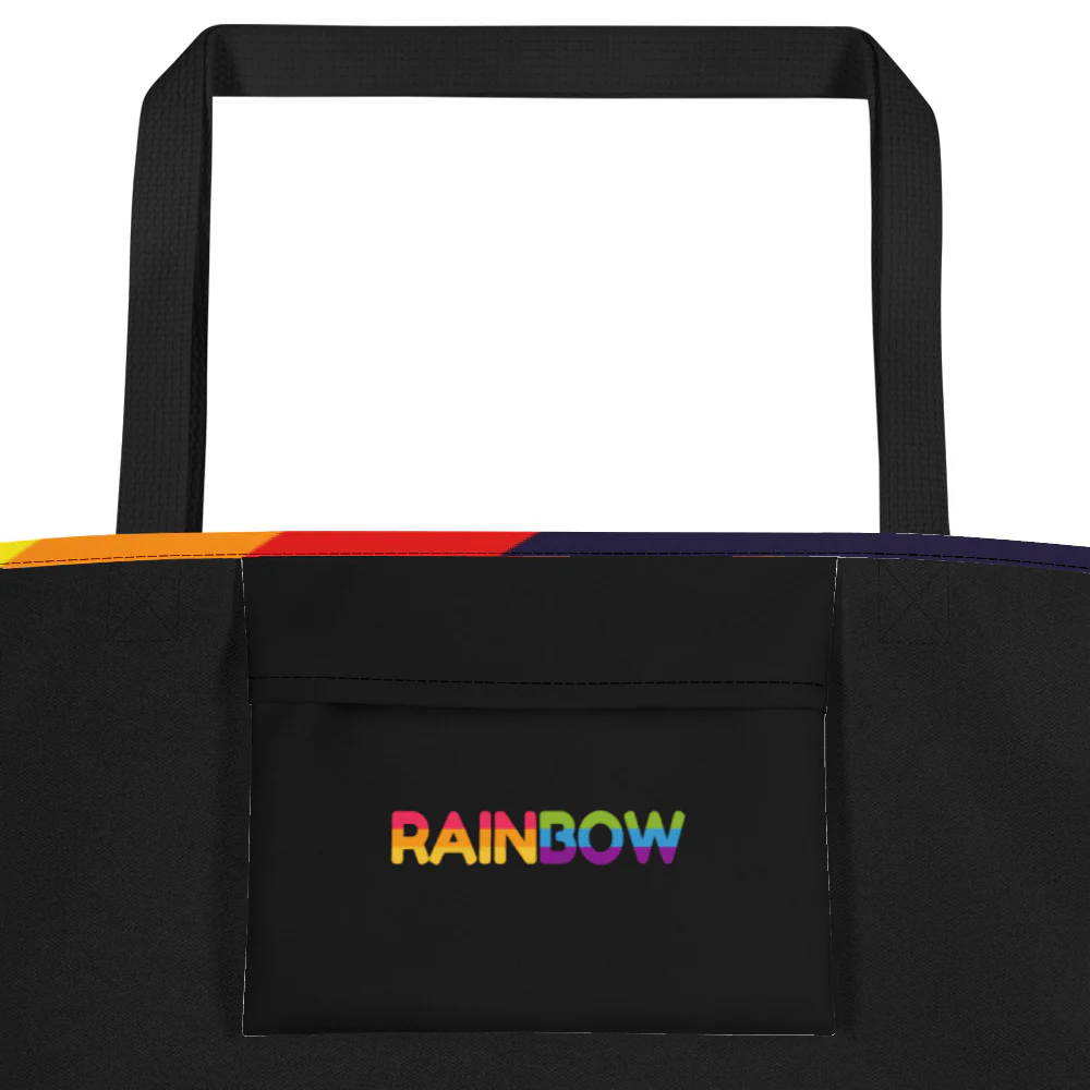 Rainbow Pride Flag Diagonal Stripes Large Tote/Beach Bag - Image 4