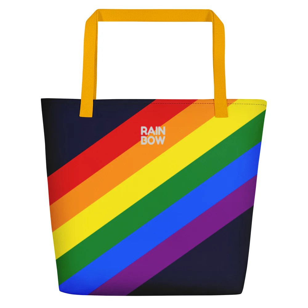 Rainbow Pride Flag Diagonal Stripes Large Tote/Beach Bag - Image 6
