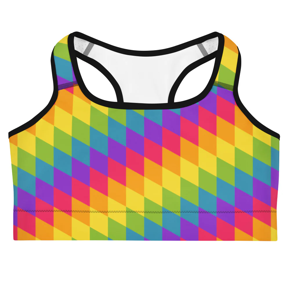 Rainbow Pride Flag Diamonds Sports Bra