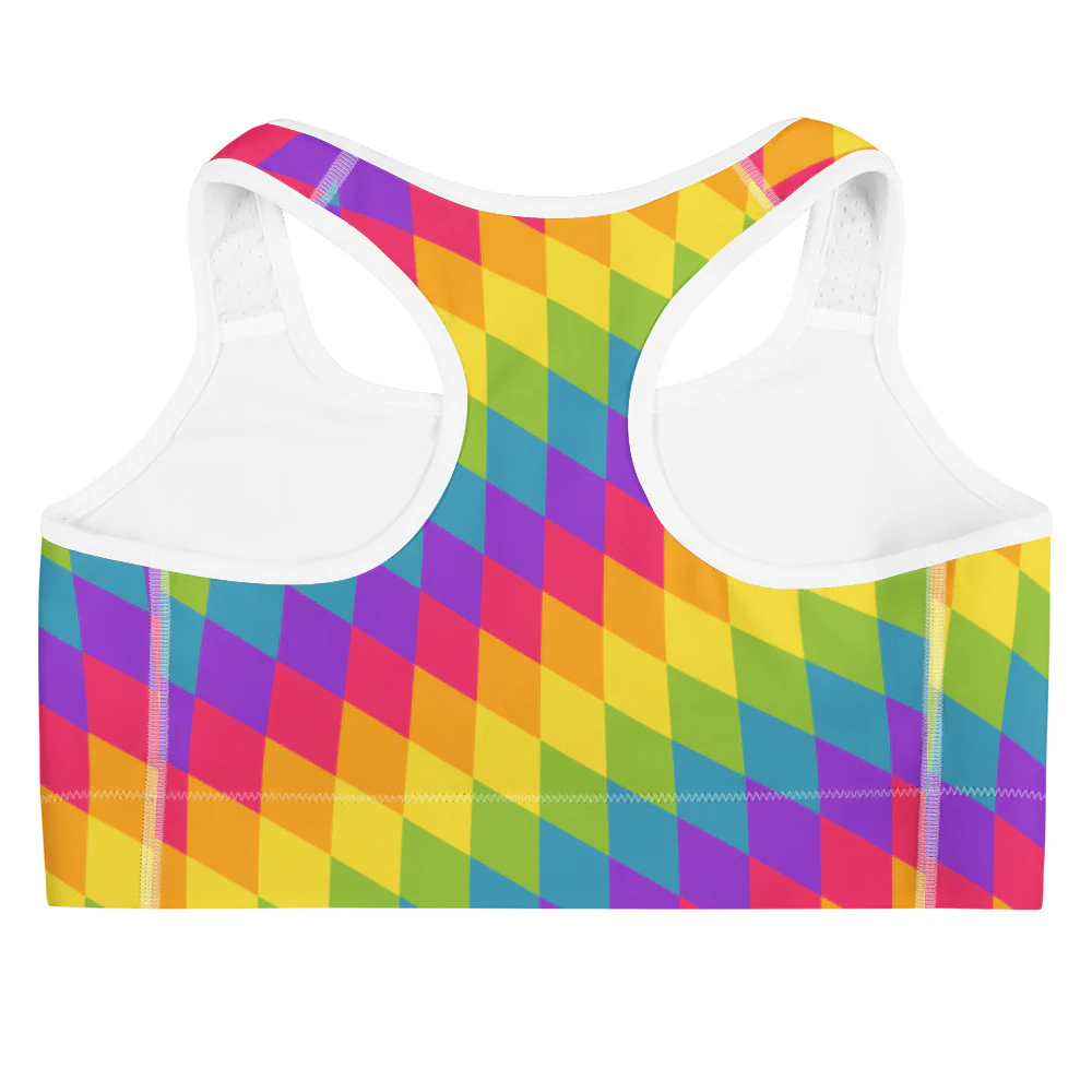 Rainbow Pride Flag Diamonds Sports Bra - Image 10