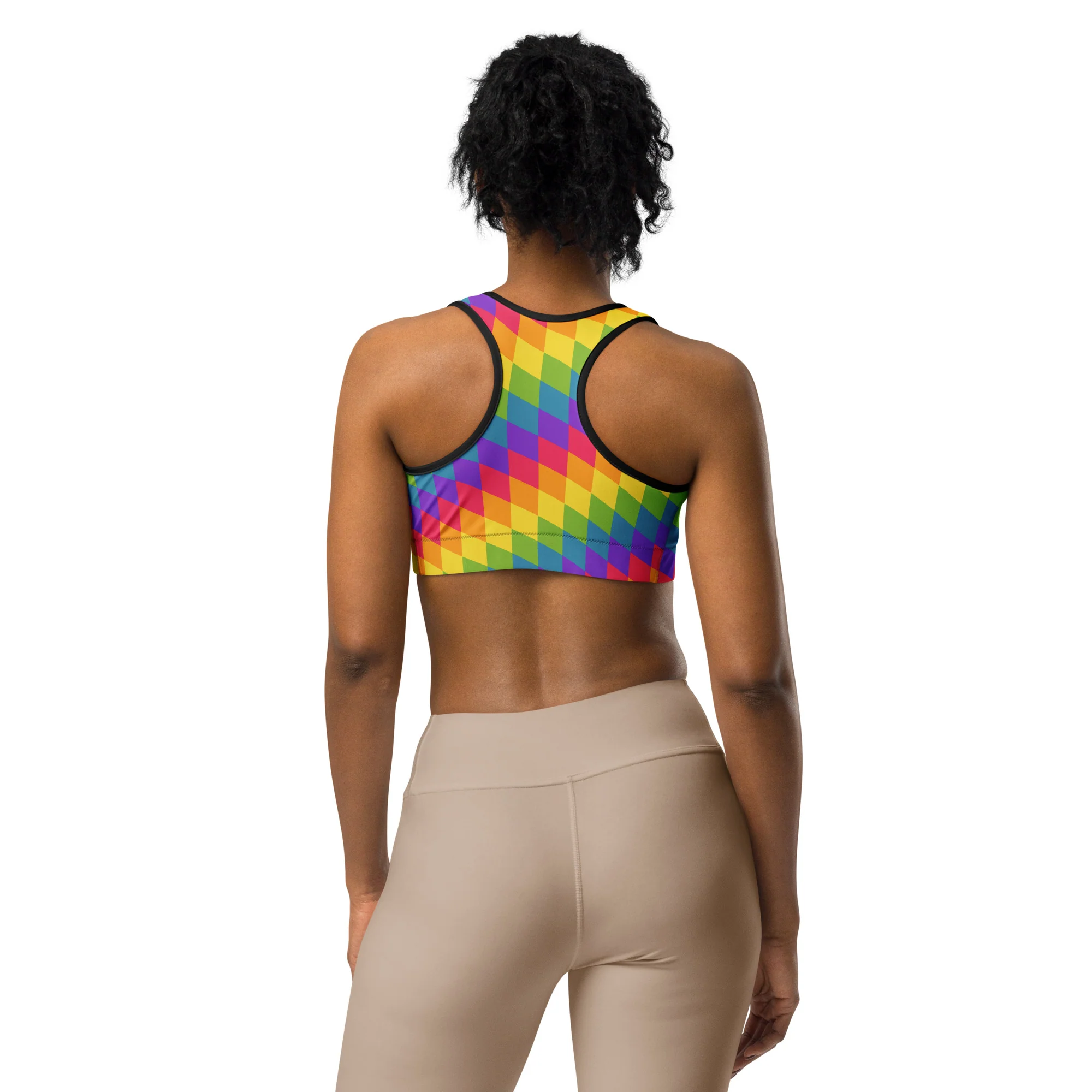 Rainbow Pride Flag Diamonds Sports Bra - Image 2
