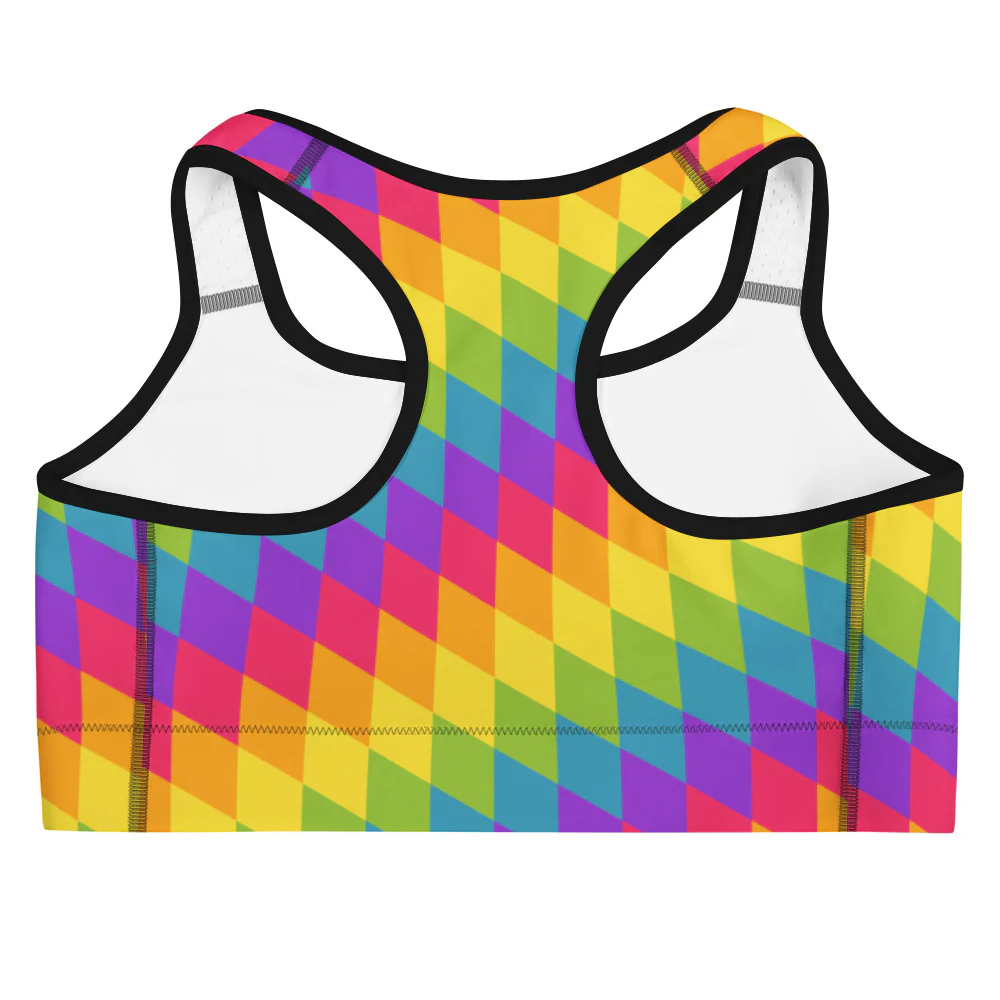 Rainbow Pride Flag Diamonds Sports Bra - Image 8