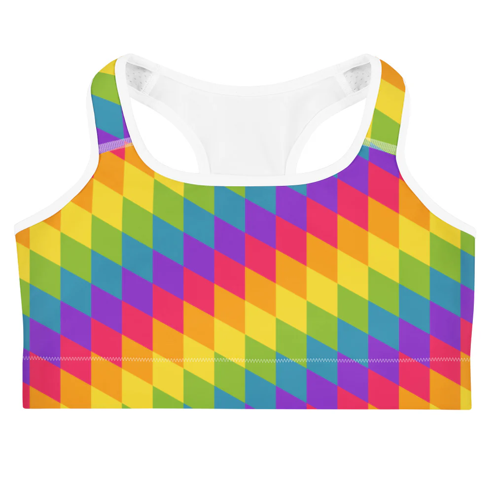 Rainbow Pride Flag Diamonds Sports Bra - Image 9