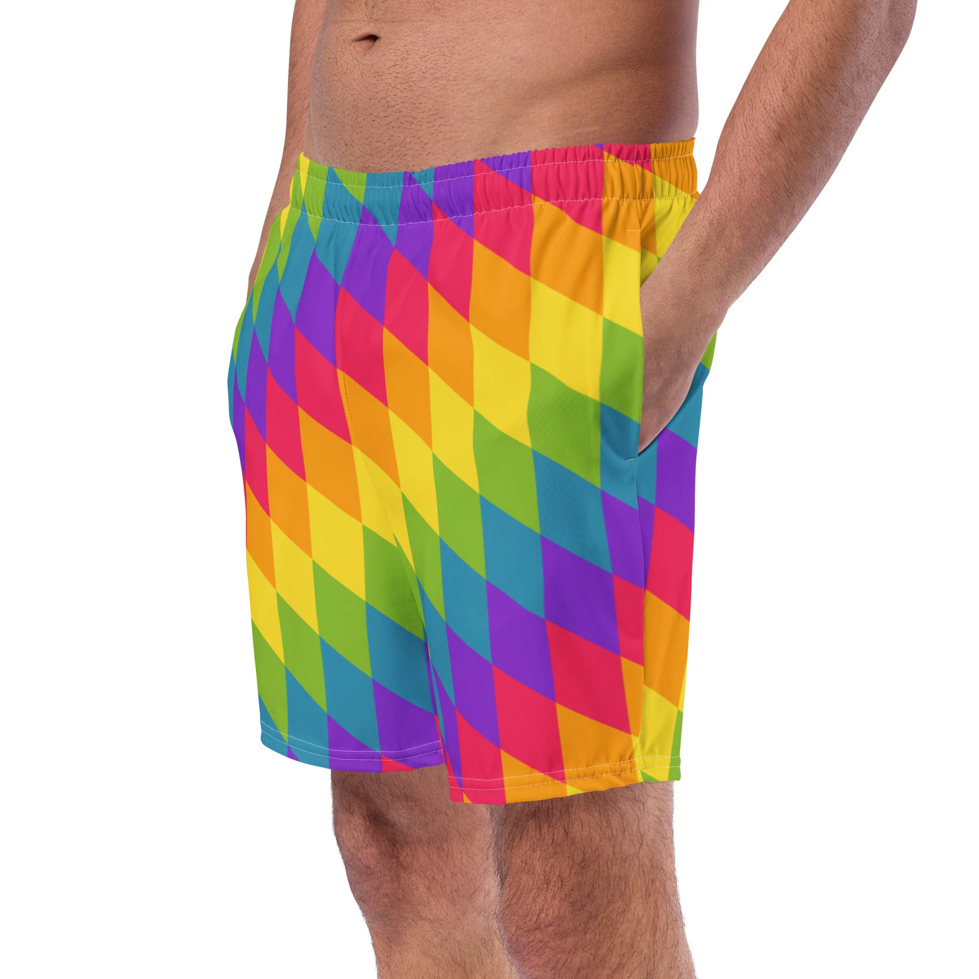 Rainbow Pride Flag Diamonds Swimming Trunks - Image 4