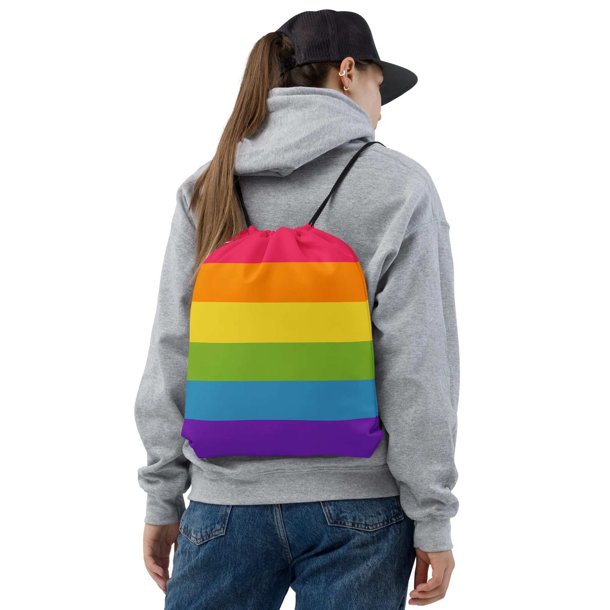 Rainbow Pride Flag Drawstring Bag - Image 2