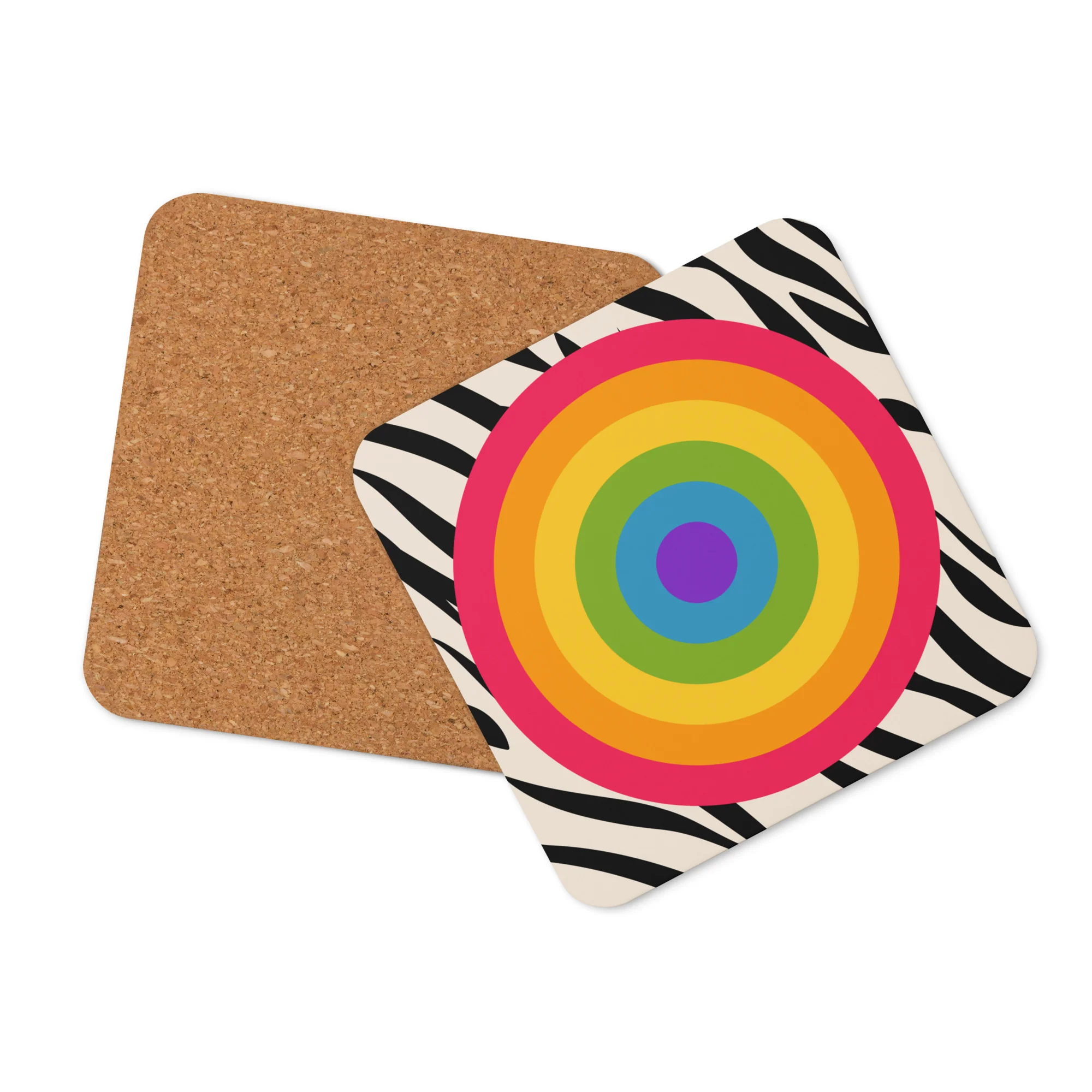 Rainbow Pride Flag Roundel Zebra Print Coaster - Image 2