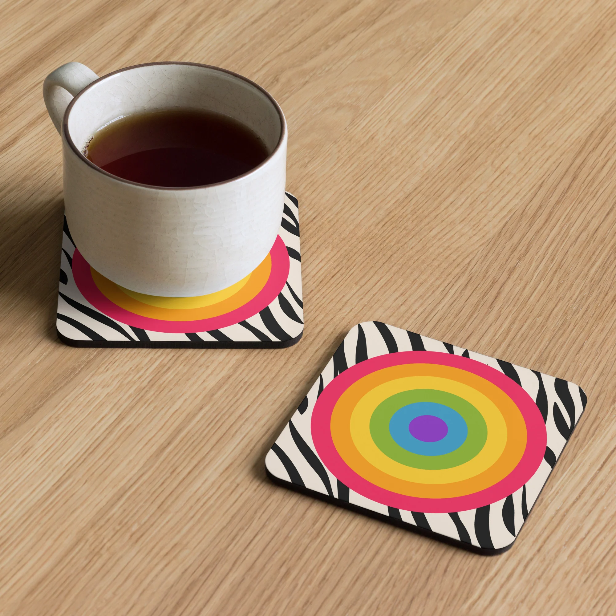 Rainbow Pride Flag Roundel Zebra Print Coaster - Image 5